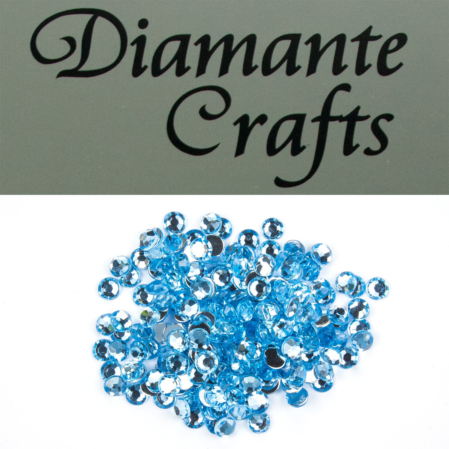 Diamante Crafts 200 x 6mm Light Blue Diamante Loose Round Flat Back Rhinestone Craft Gems created exclusively