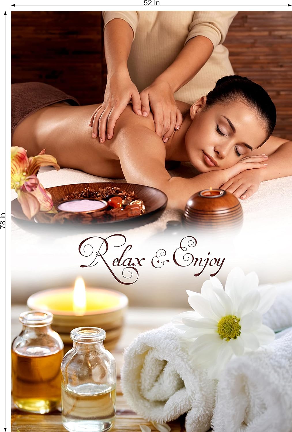 Spa XXIV Relax Enjoy Massage Therapy Treatment Sign Advertising Marketing Décor Vertical (WALLPAPER "FABRIC POSTER" Decal with Adhesive Backing [INDOORS], 18")