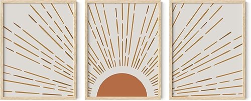 Arte para la pared boho enmarcado Haus and Hues - Arte para la pared boho, arte para la pared moderna de mediados de siglo, arte boho para la pared,