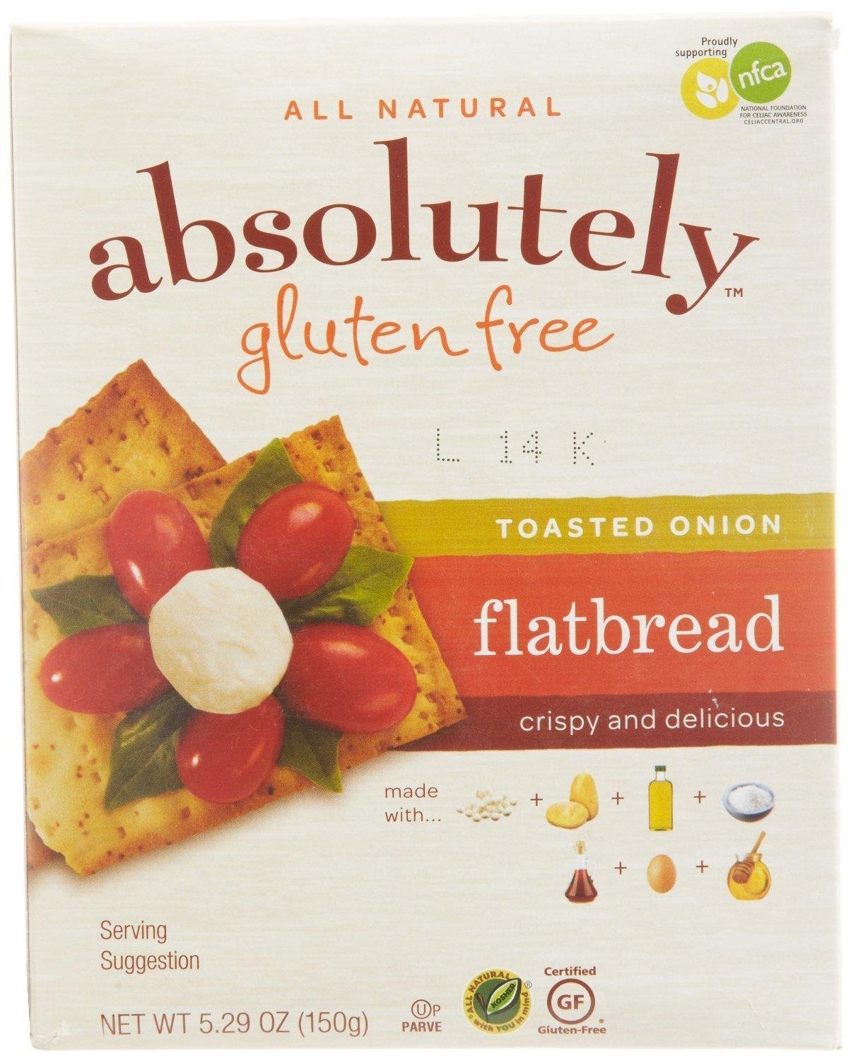 Absolutely Gluten Free Toasted Onion Flatbread, 5.29 Ounce -- 12 per case.