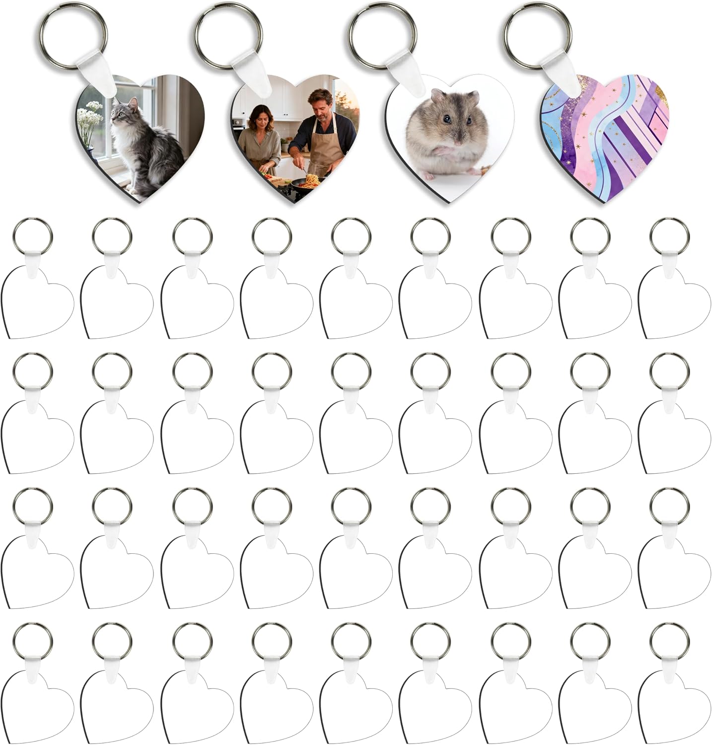 120 Pcs Sublimation Keychain Blanks Ornament bulk Double sided Heat Press Printing MDF Sublimation Blank keychain