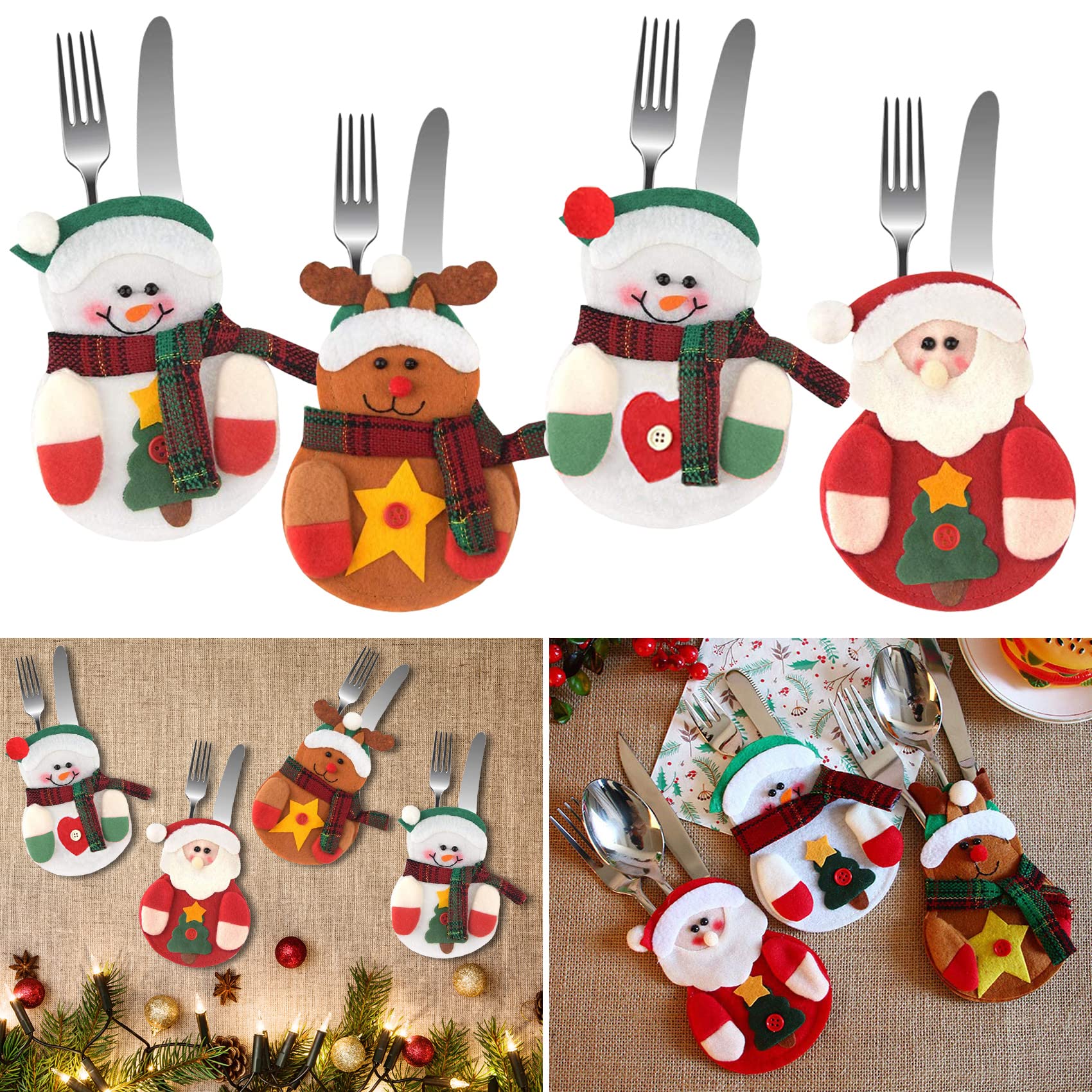 Gudotra 6 Pezzi Portaposate Natalizie Decorazione Tavola di Natale Tasche Posate