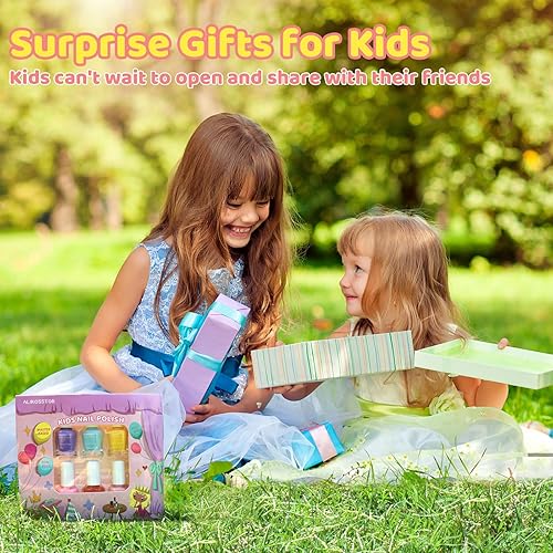 Miniatura 8 de ALIKOSSTOR Juego de esmaltes de uñas arcoíris para niños, kit de 10 piezas de esmalte de uñas no tóxico de secado rápido y fácil de quitar a base de