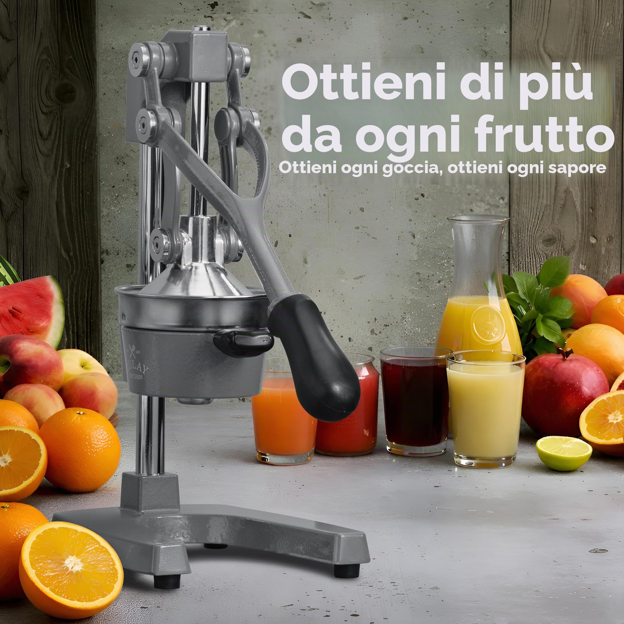 Zulay Kitchen Spremiagrumi manuale in ghisa, spremiagrumi per arance manuale per agrumi, robusta spremiagrumi in acciaio inox, Cast Iron Juicer, spremiagrumi manuale per arance/limone - Grigio