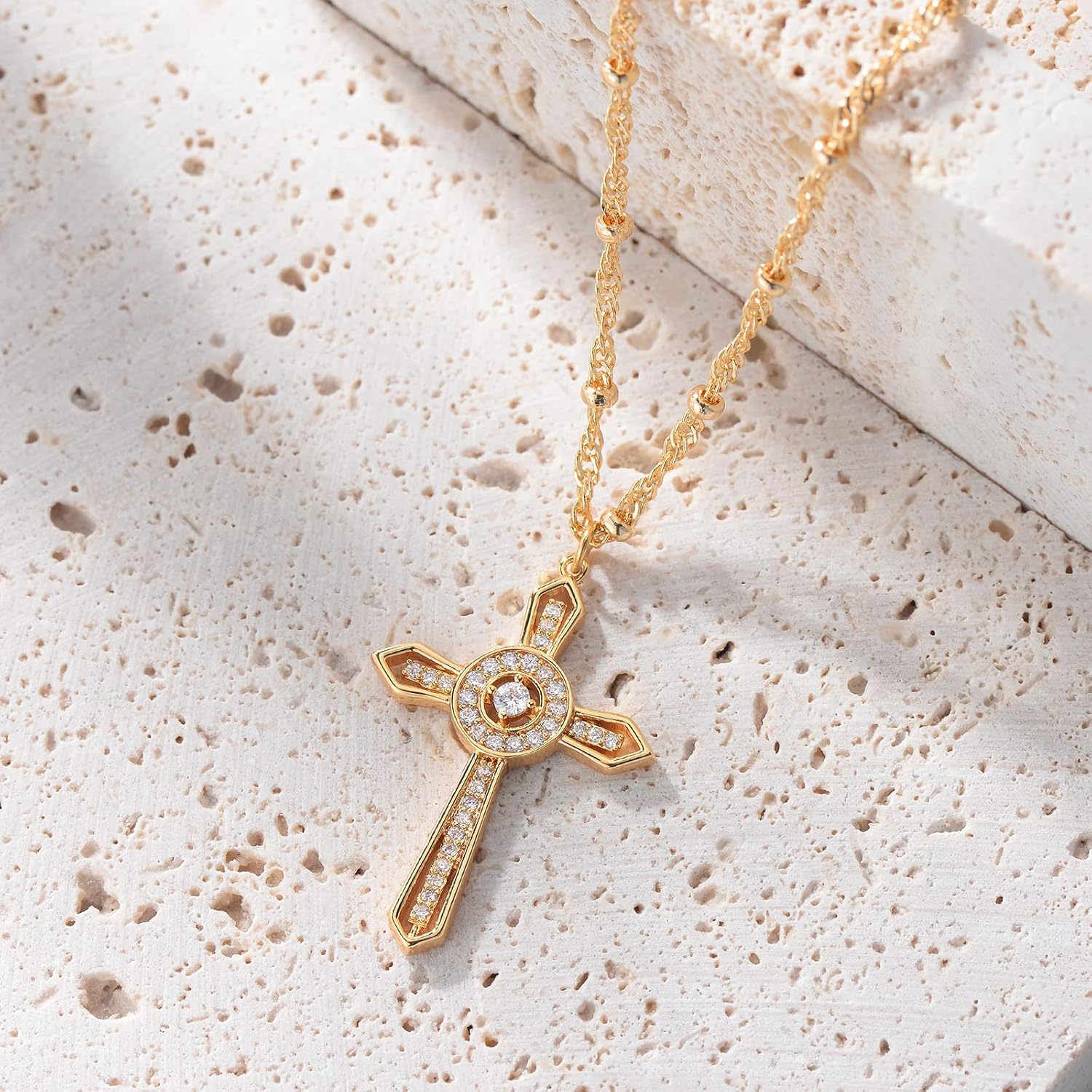 MTMY Gold Cross Necklace 14K Gold Plated Dainty Gold Cross Pendant Necklace for Women Delicate Necklace Jewelry - Image 5