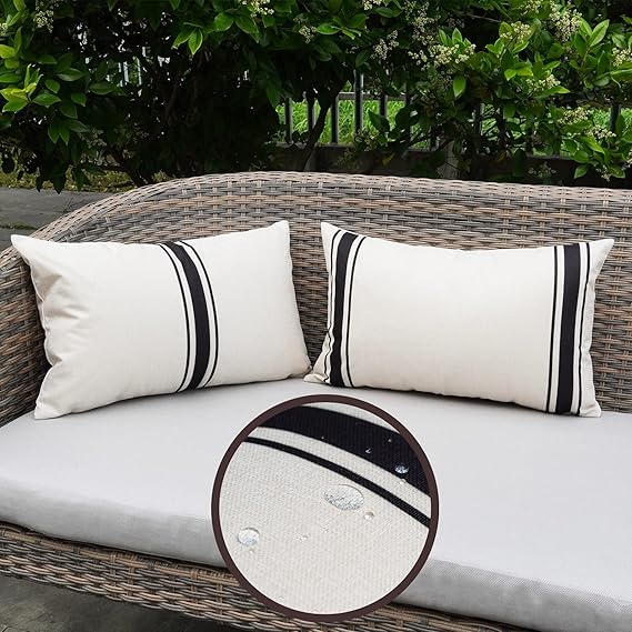 ONWAY Outdoor Pillow Covers Waterproof 12X20 Set of 2