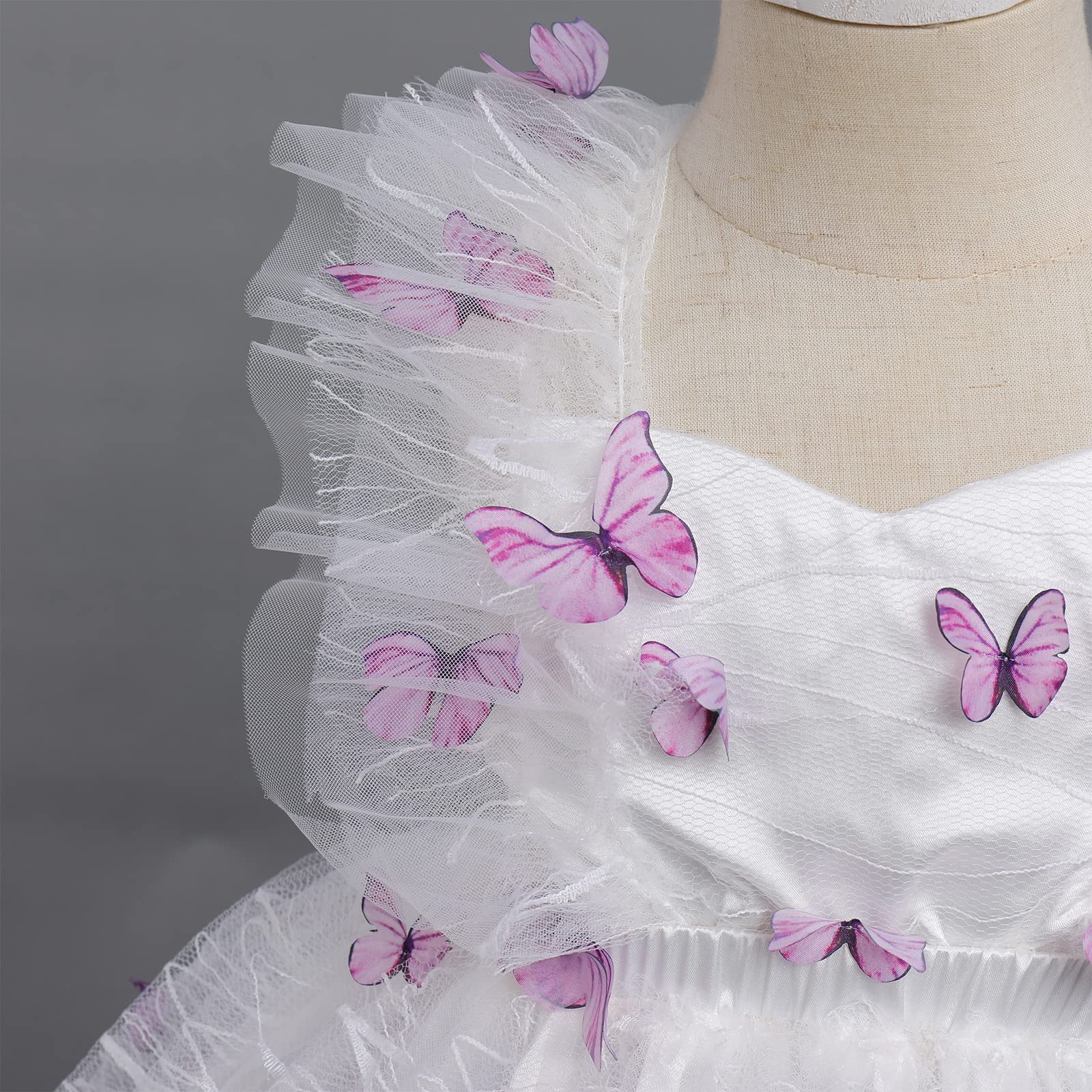 IMEKIS Vestito da principessa da cerimonia nuziale con stampa carina schiena scoperta in pizzo tutù, abito da festa di nozze con fascia per il compleanno