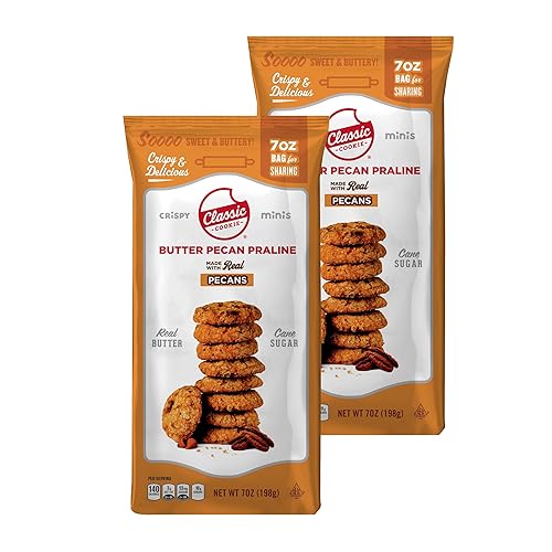 Classic Cookie, Mini galletas crujientes, mantequilla de nuez y praliné de 7 onzas, 2 bolsas