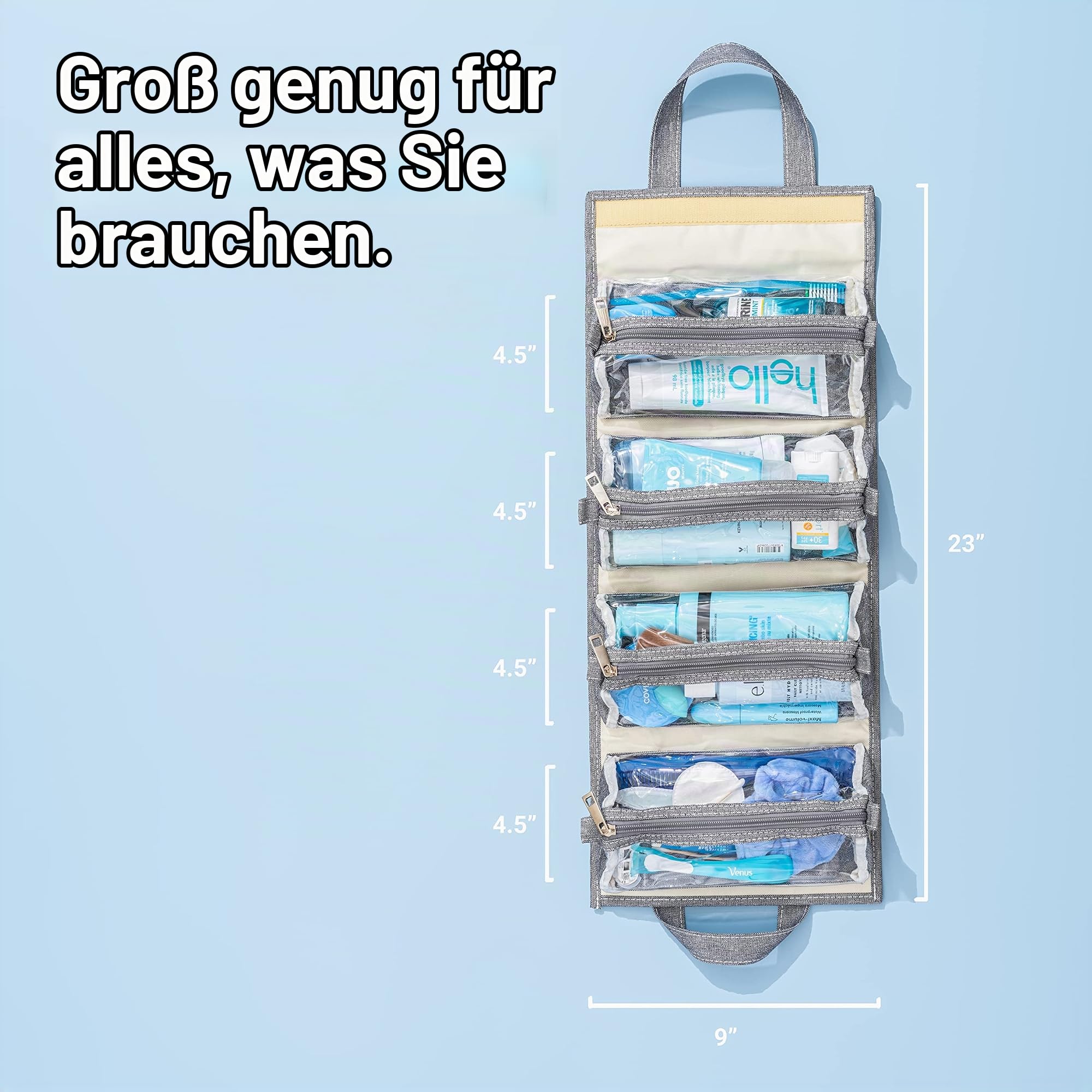 4 Kits Hängende Roll-Up Make-Up Organizer Und Reisetasche - 4 Herausnehmbaren Kulturbeutel Taschen Hochwertige Reißverschlüsse