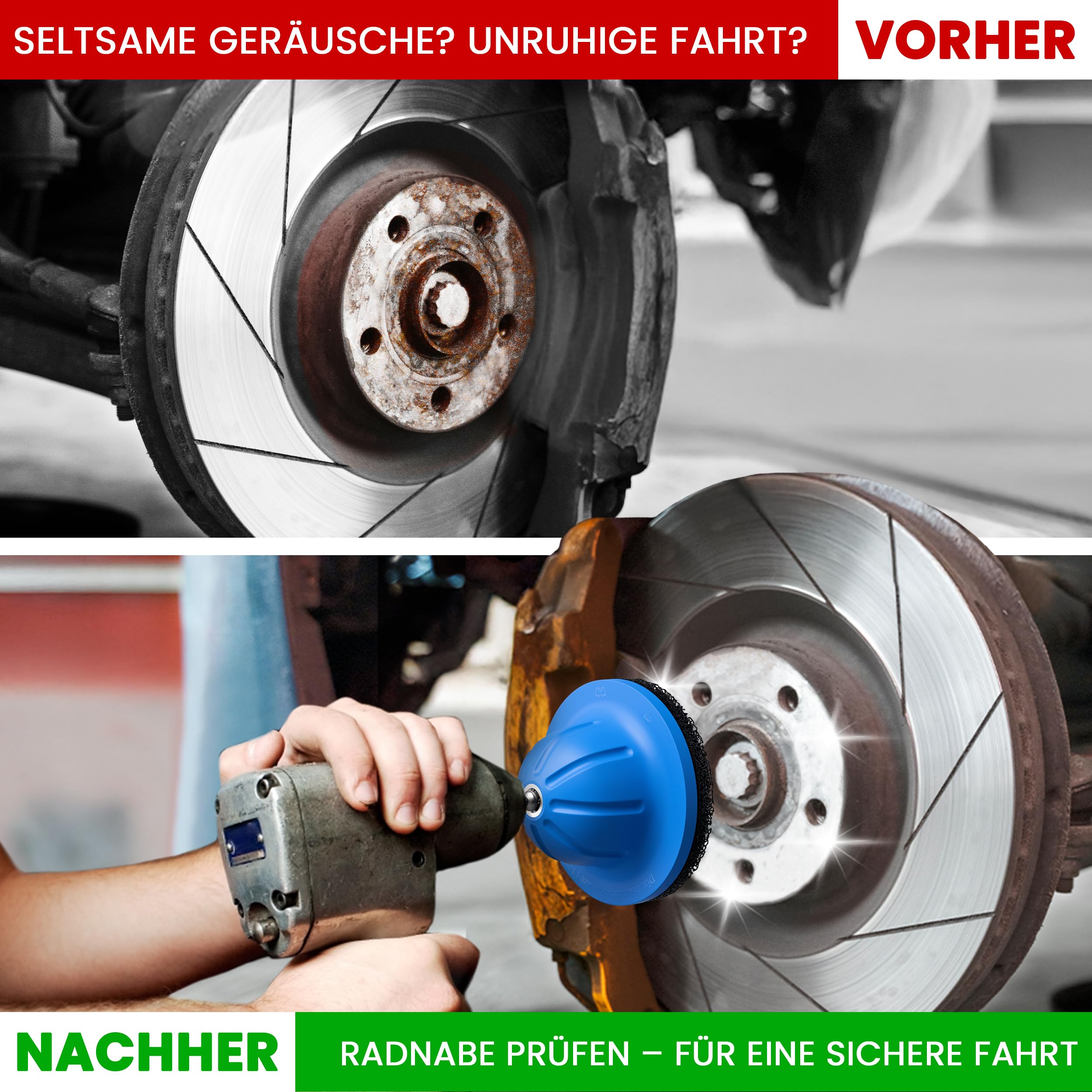 FACELIFT Radnabenschleifer Ø150mm – inkl. Schleifpad, Adapter & Tasche – für saubere Radaufnahme & festen Felgensitz – ideal beim Radwechsel am Auto oder Werkstatt (3x Schleifpad, 150mm, 20, Mittel)