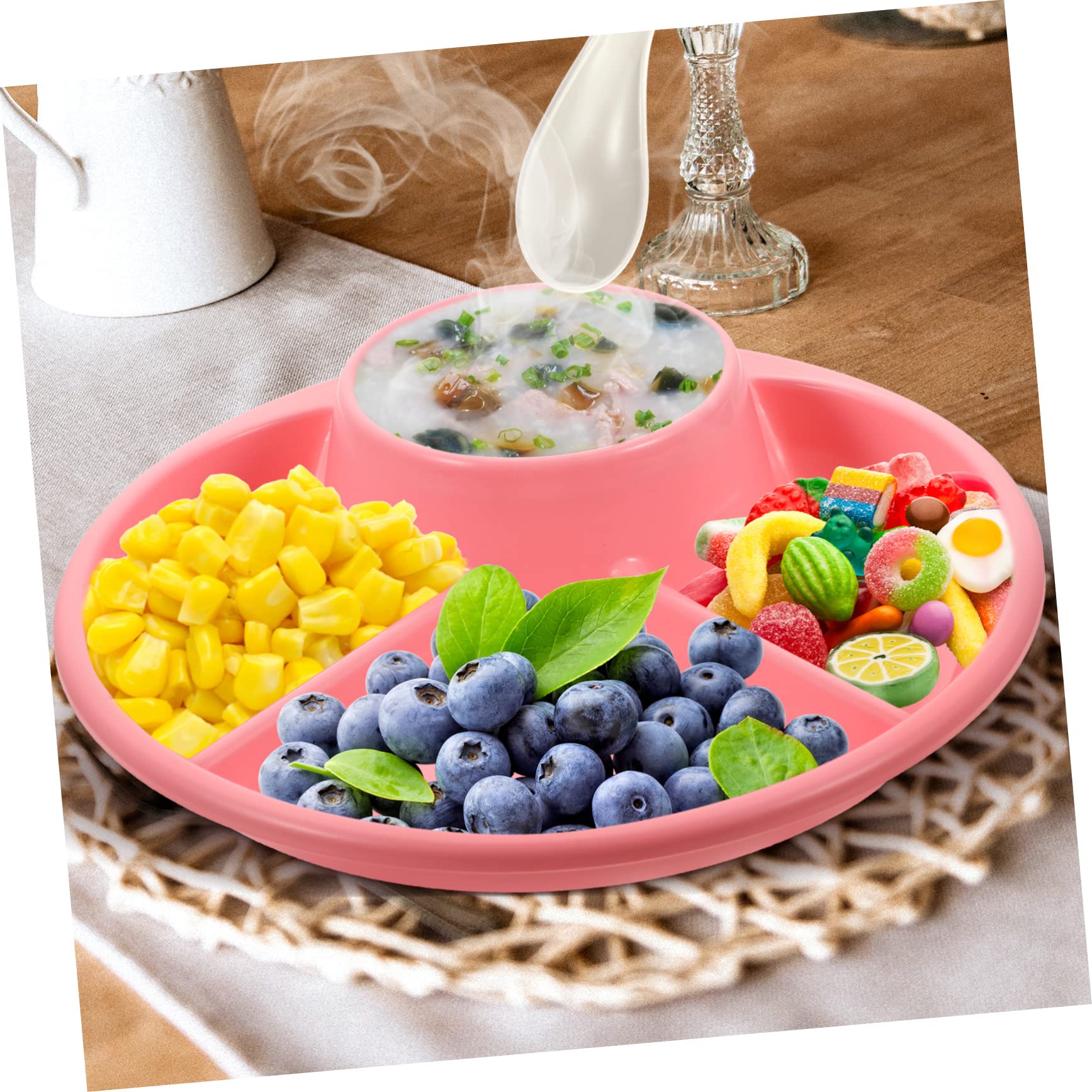 BRIGHTFUFU Portion Control Plate Porcelain Divided Dinner Tray Breakfast Food Tray for Balanced Nutrition