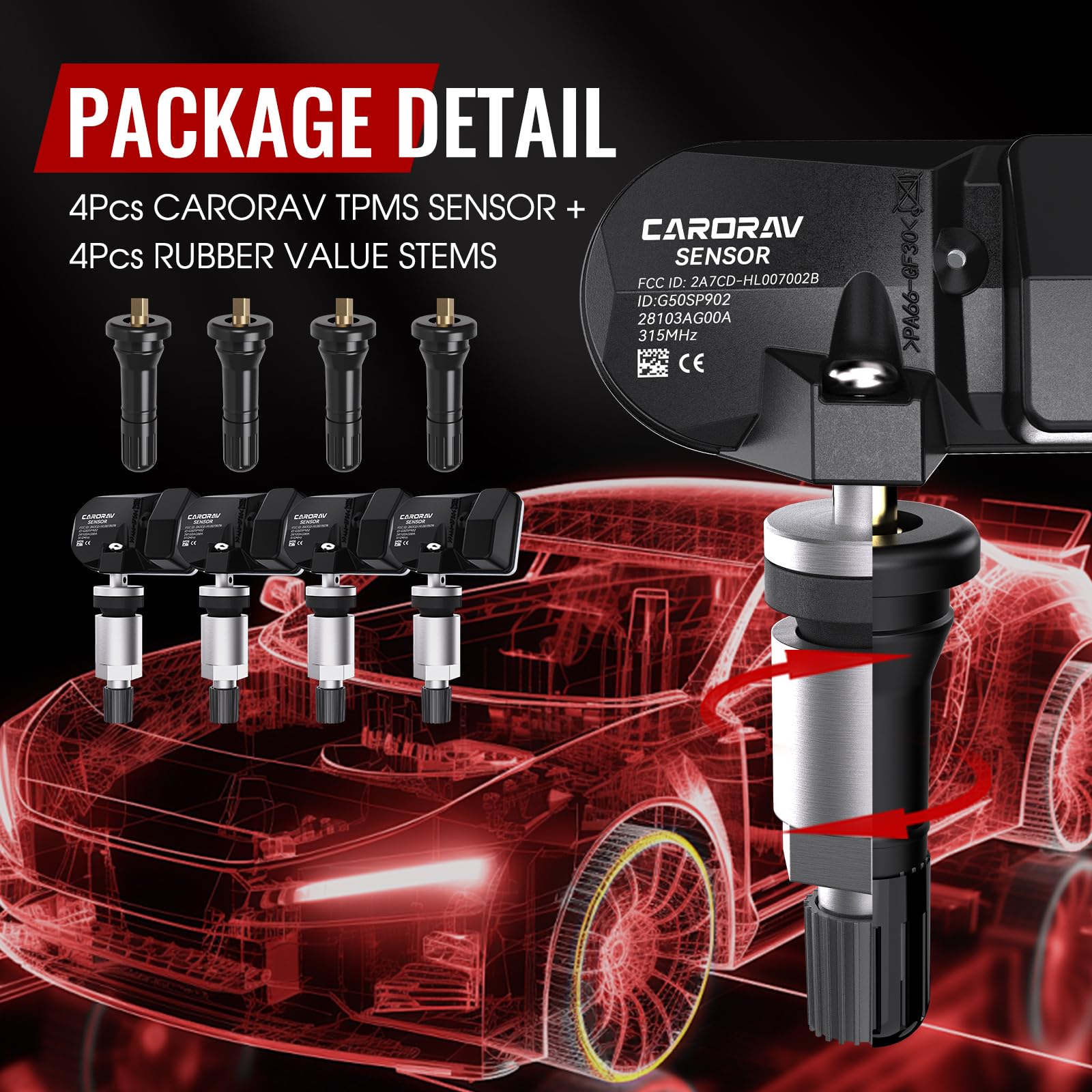 Amazon | CARORAV タイヤ空気圧モニタリングシステム TPMSセンサー