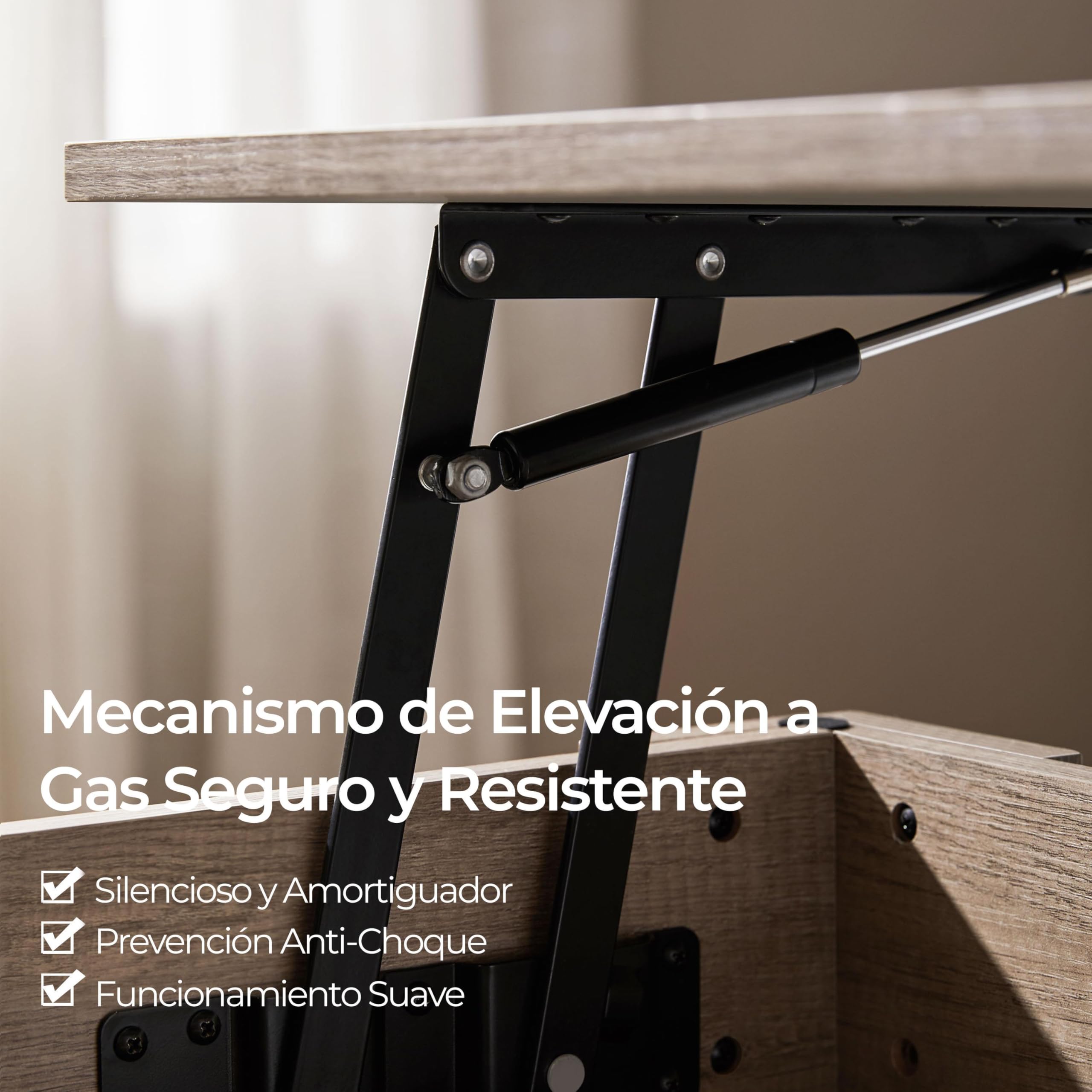 Yaheetech Tavolino da caffè sollevabile ed estensibile con portariviste 98 x 50 x (41,8 – 56) cm Tavolo da soggiorno o sala da pranzo, tavolino da caffè con ripiano nascosto grigio