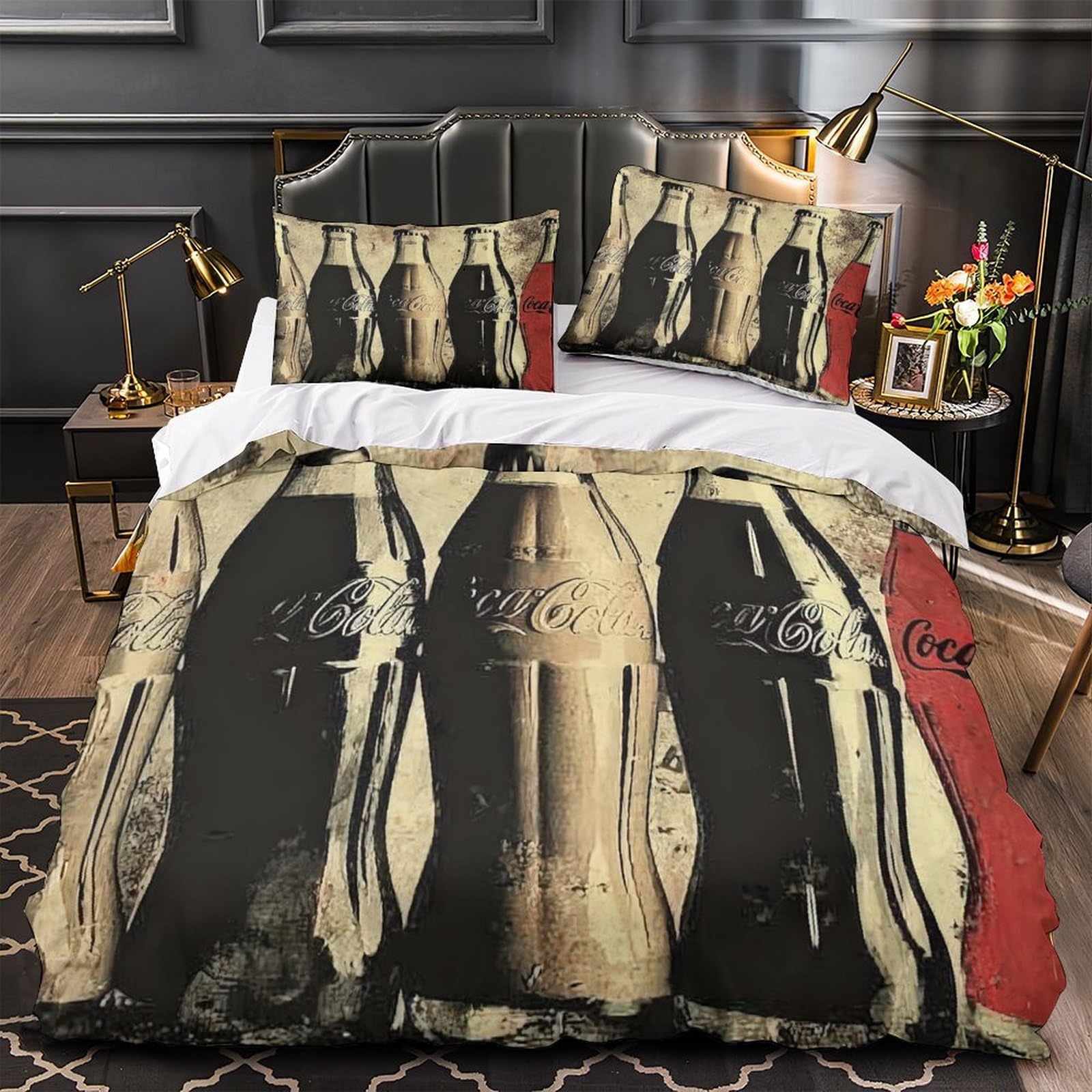 Housse de couette hypoallergénique bouteilles de soda vintage 140x200