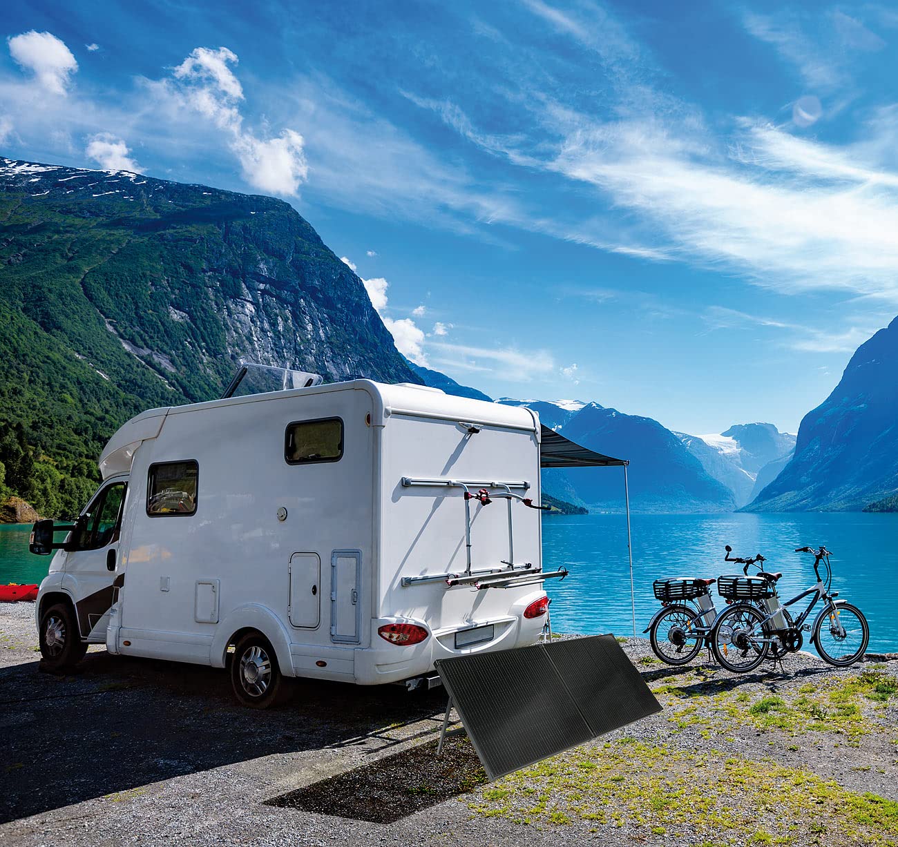 revolt Solarpanel mobil: Faltbares Solarpanel mit monokristallinen Zellen, 240 Watt, schwarz (Solarmodule faltbar, klappbare, 12V)