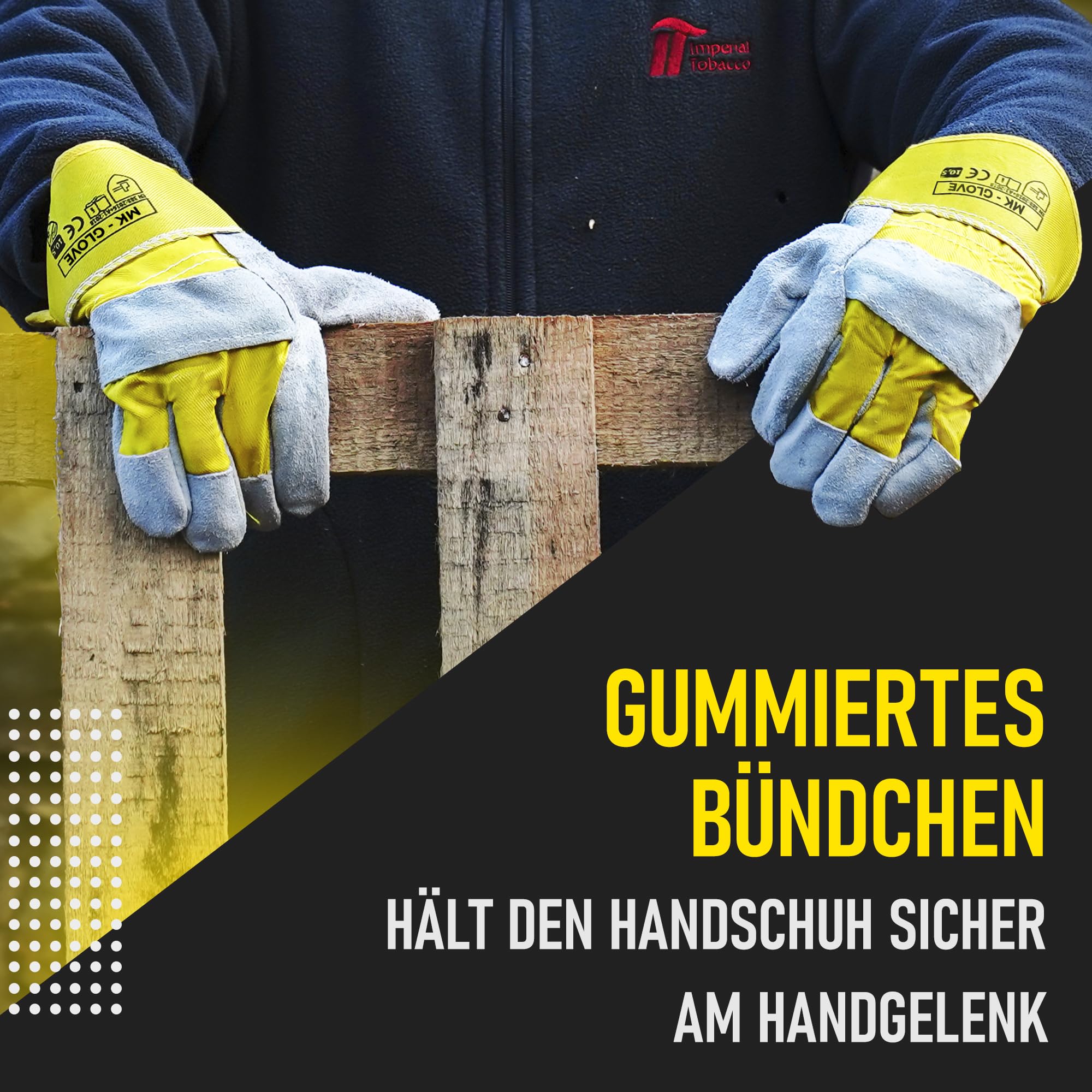 Robuste Arbeitshandschuhe Leder Herren - Größe 10,5-XXL, 12 Paar | Gartenhandschuhe mit Doppel Weiche Nähte, Handschuhe mit Handschuhanzieher für Baustelle Logistik