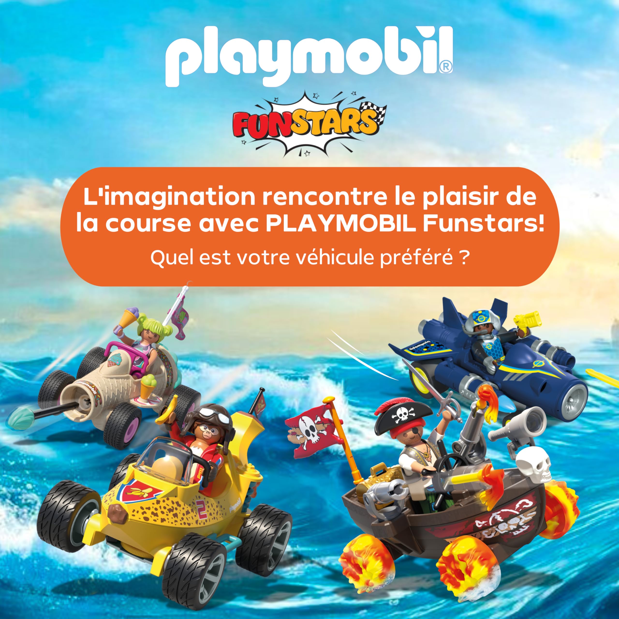 PLAYMOBIL Fun Stars 71717 Banane frénétique Jouet à partir de 4 ans Cadeau pour enfants Jouet voiture avec moteur à rétraction et fonction de tir