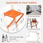 Support de plate-forme d'échelle,Outil d'extension antidérapante,Stand d'échelon lourd,Accessoires d'étage 400 Pound (Orange)- Pour les accessoires de petite échelle géante, plate-forme d'échelle, pas d'étage, pas de échelle