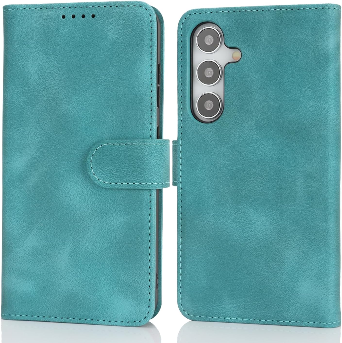 for Samsung Galaxy S25 Case Wallet with Card Holder,Galaxy S25 Wallet Case for Men Women,PU Leather Magnetic Buckle Stand Flip Phone Case Cover-Light Green - Image 7