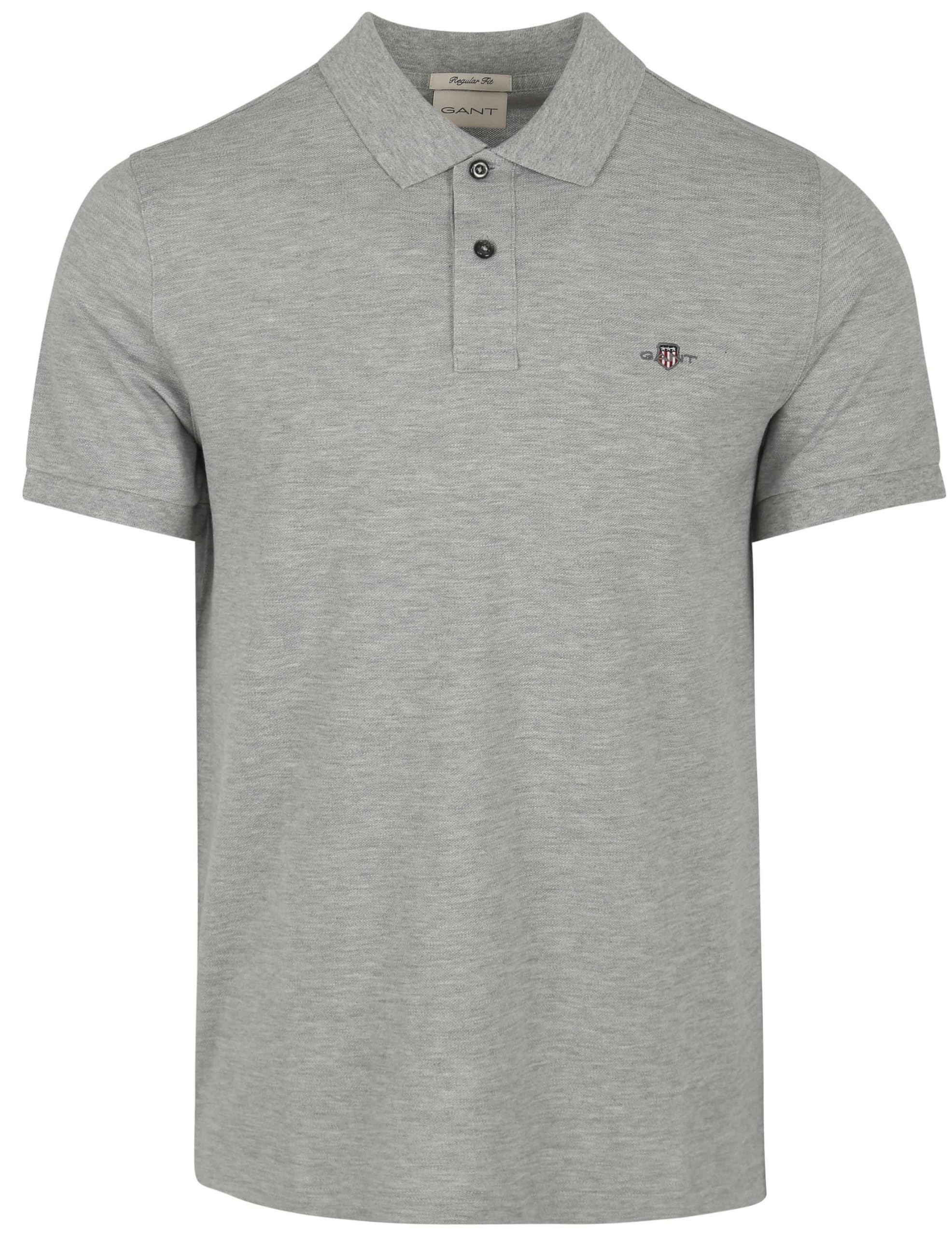 GANT Men's REG Shield SS Pique Polo, Grey Melange, 3XL