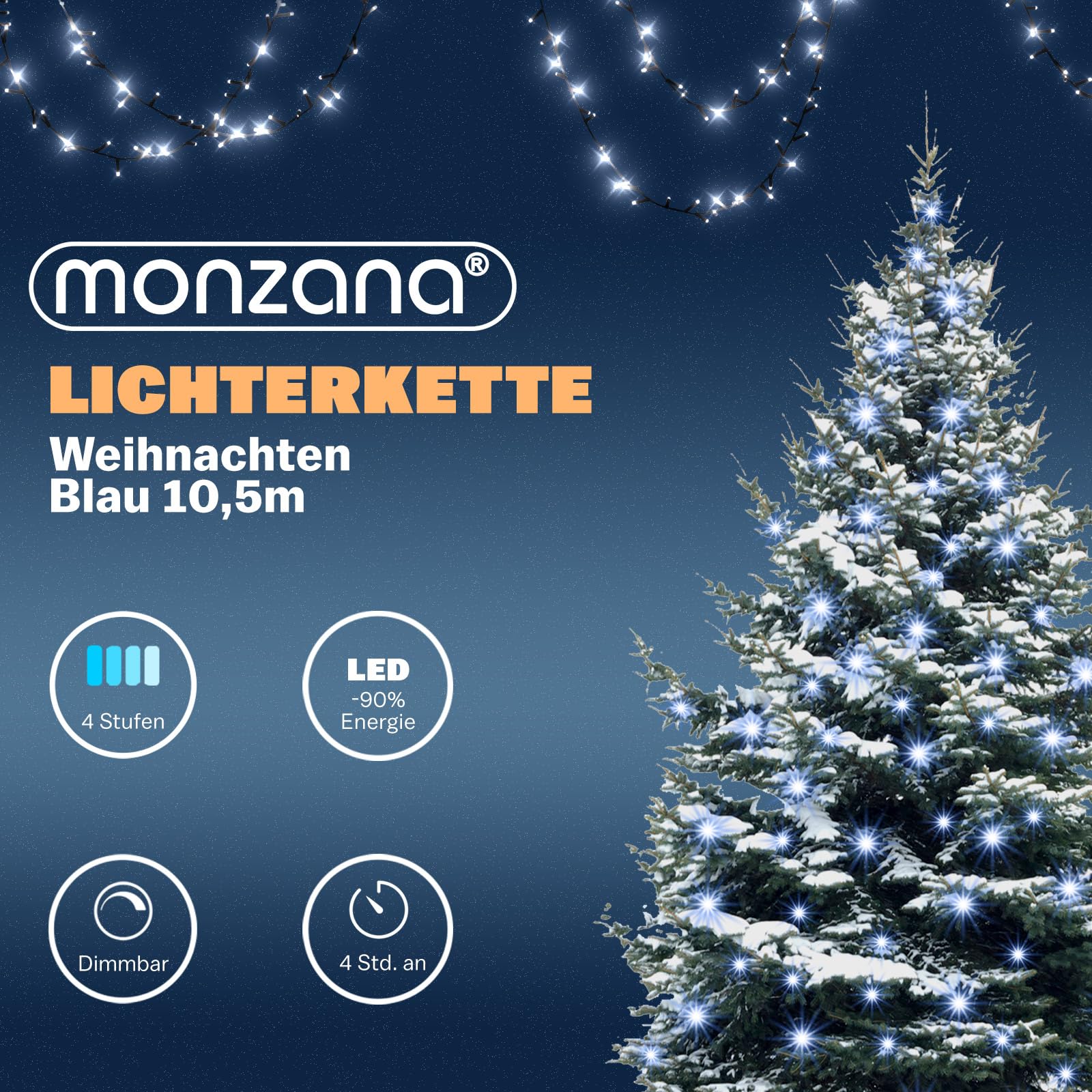 Deuba® Guirlande lumineuse 160 LED Bleu décoration de Noël à piles avec minuteur 8 fonctions extérieur d'éclairage Intérieur