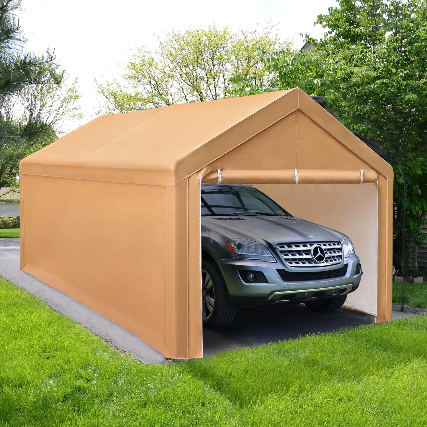 10x20 ft Heavy Duty Carport Car Canopy Party Tent with Removable Sidewalls & Doors