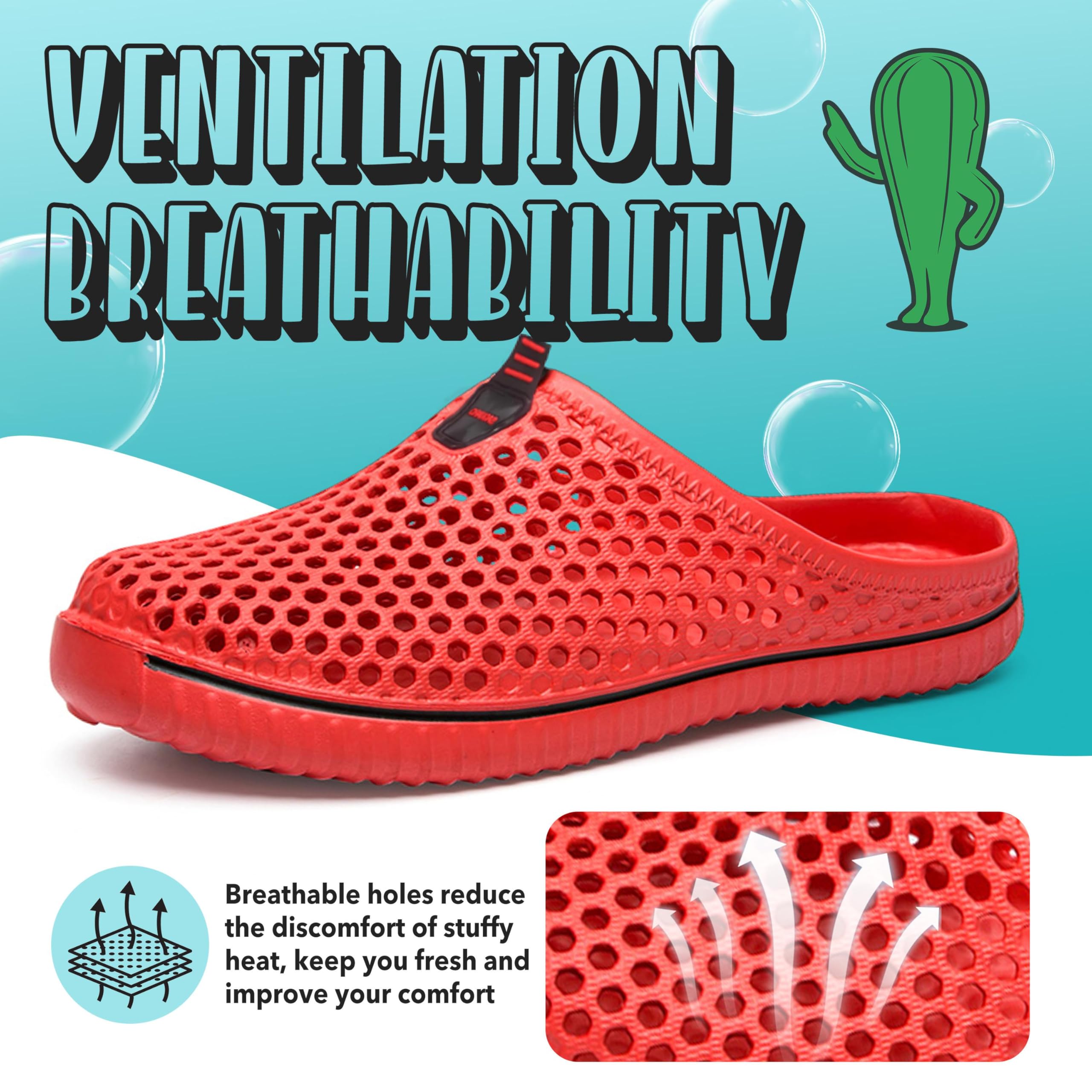 SAGUARO Uomo Donna Spiaggia Traspirante Pantofole Leggero Flessibile Estate Sandali Anti-scivoloso Unisex Clogs Piscina Slippers 36-45EU