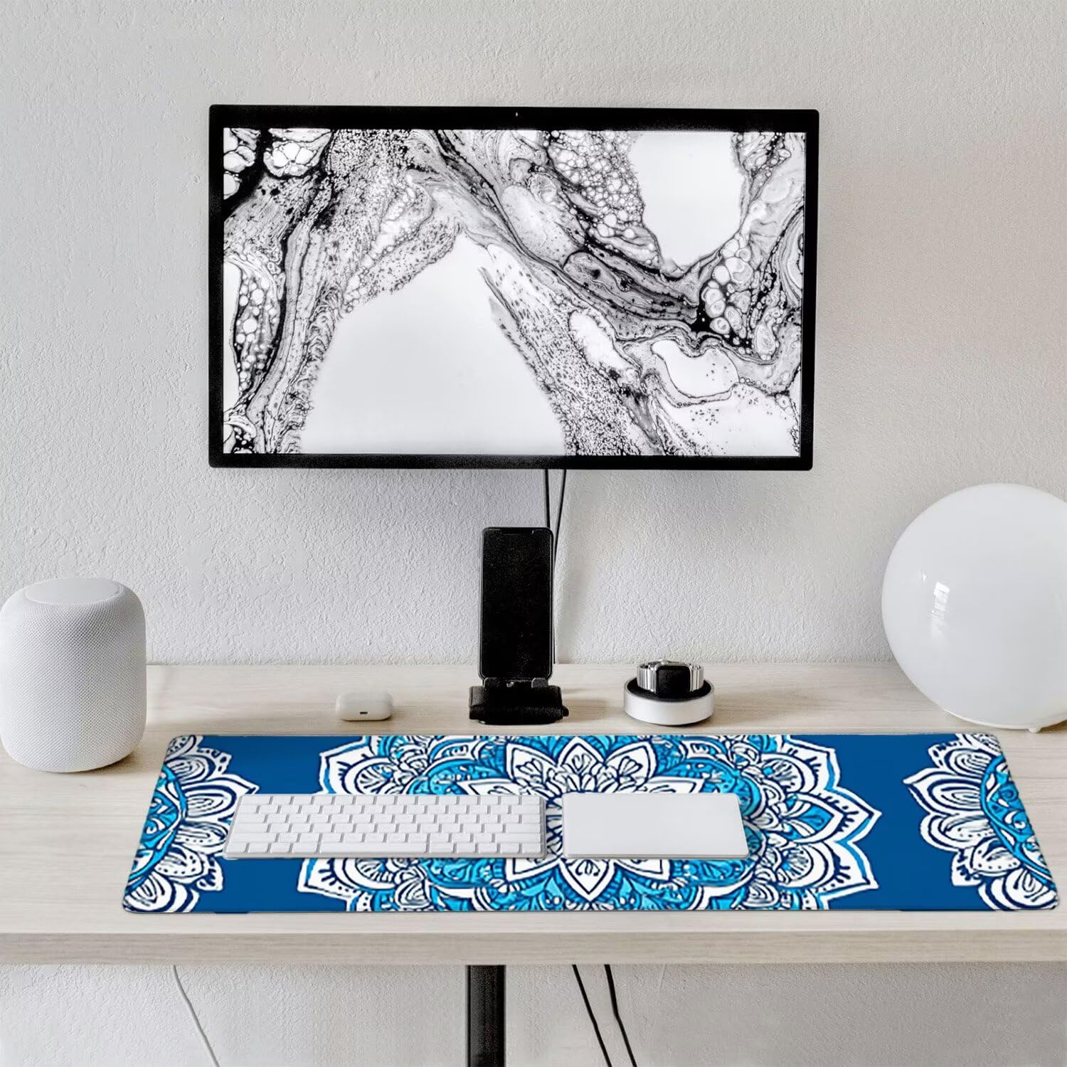 Podkładka pod mysz dla graczy, XXL, 1400 x 600 mm, wodoodporna i antypoślizgowa, duża podkładka na stół do biura i domu, poprawia precyzję i prędkość, akcesoria gamingowe (niebieski Mantaro) V-651