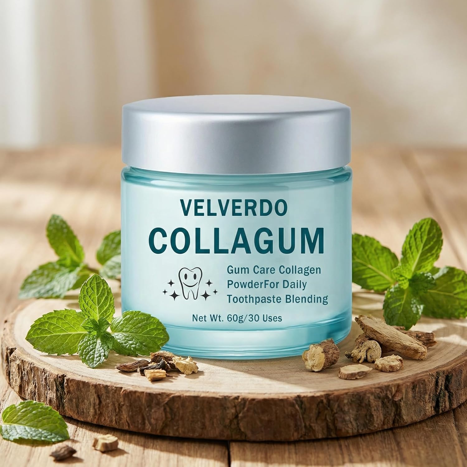 Velverdo Collagen Powder, Velverdo Gum Collagen, Collagum Hydroxyapatite Toothpaste Powder Strengthens Enamel & Gums, Natural Oral Care Formula (1pcs)