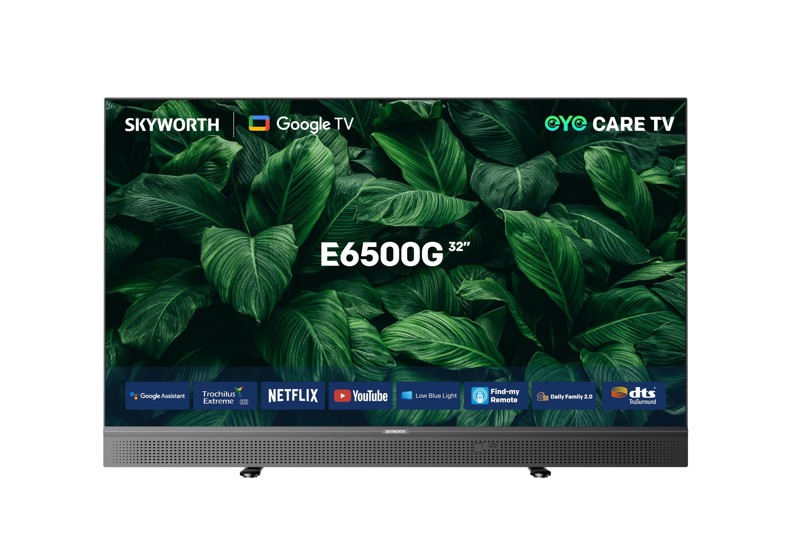 Skyworth 32 Inch Smart HD TV Google TV With Dolby Vision HDR,DTS Virtual X, YouTube,Netflix,Bluetooth,Freeview Play & Alexa Built-in,WiFi -1 years manufacturer's warranty 32E6500G