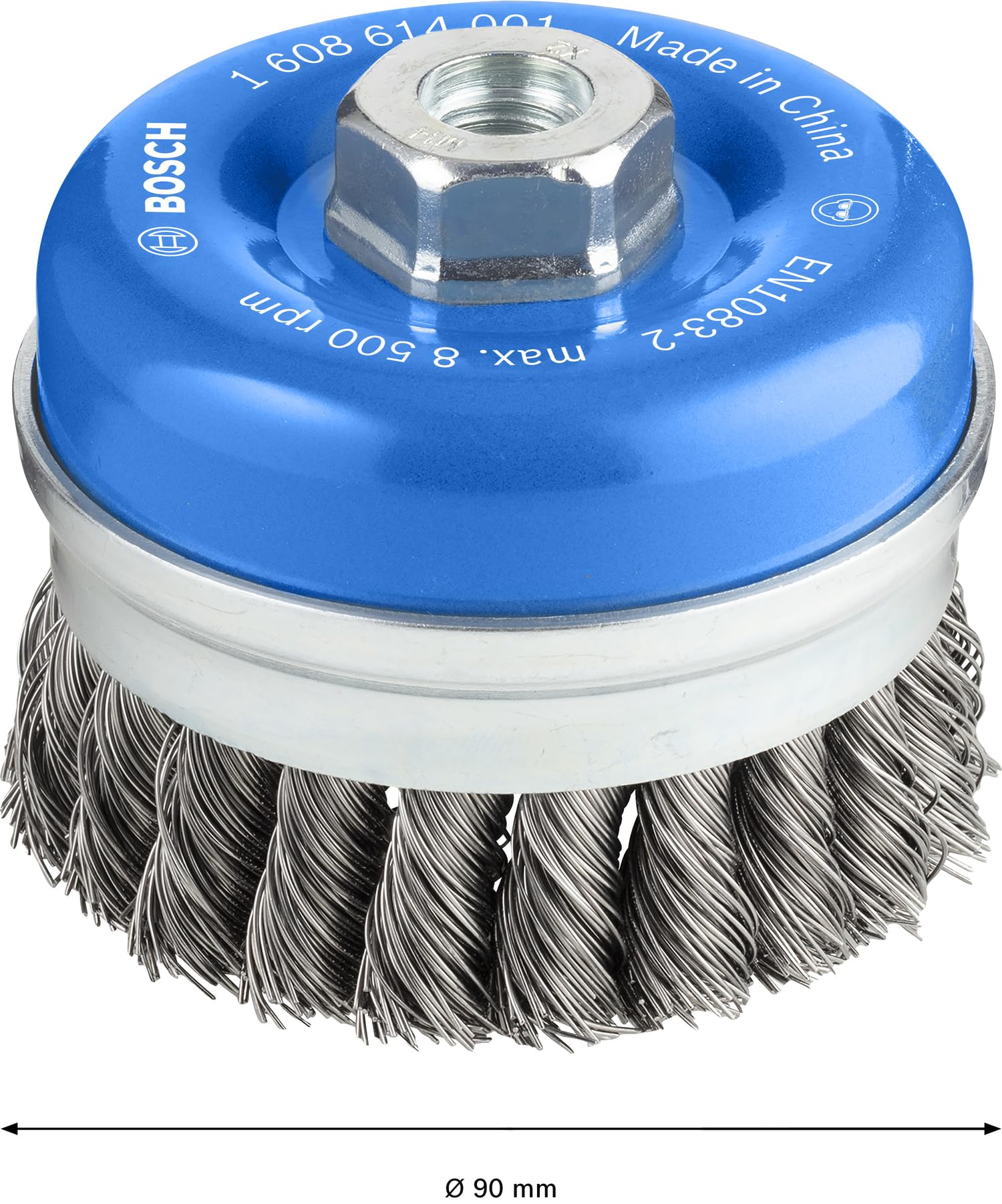 Bosch 1 608 614 001 - Cepillo de vaso, 90 mm x 0,5 mm, rosca M14, pack de 1