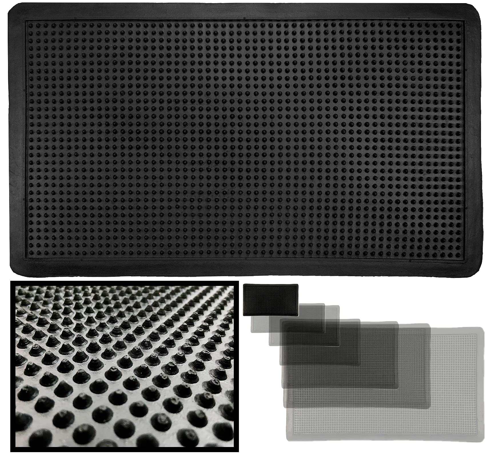 LucaHome - Felpudo Entrada Casa 30x55cm - Felpudo Goma Picos - Felpudo Exterior Lluvia - Alfombra Goma con puas Antideslizante - Fácil Limpieza - Felpudo Negro