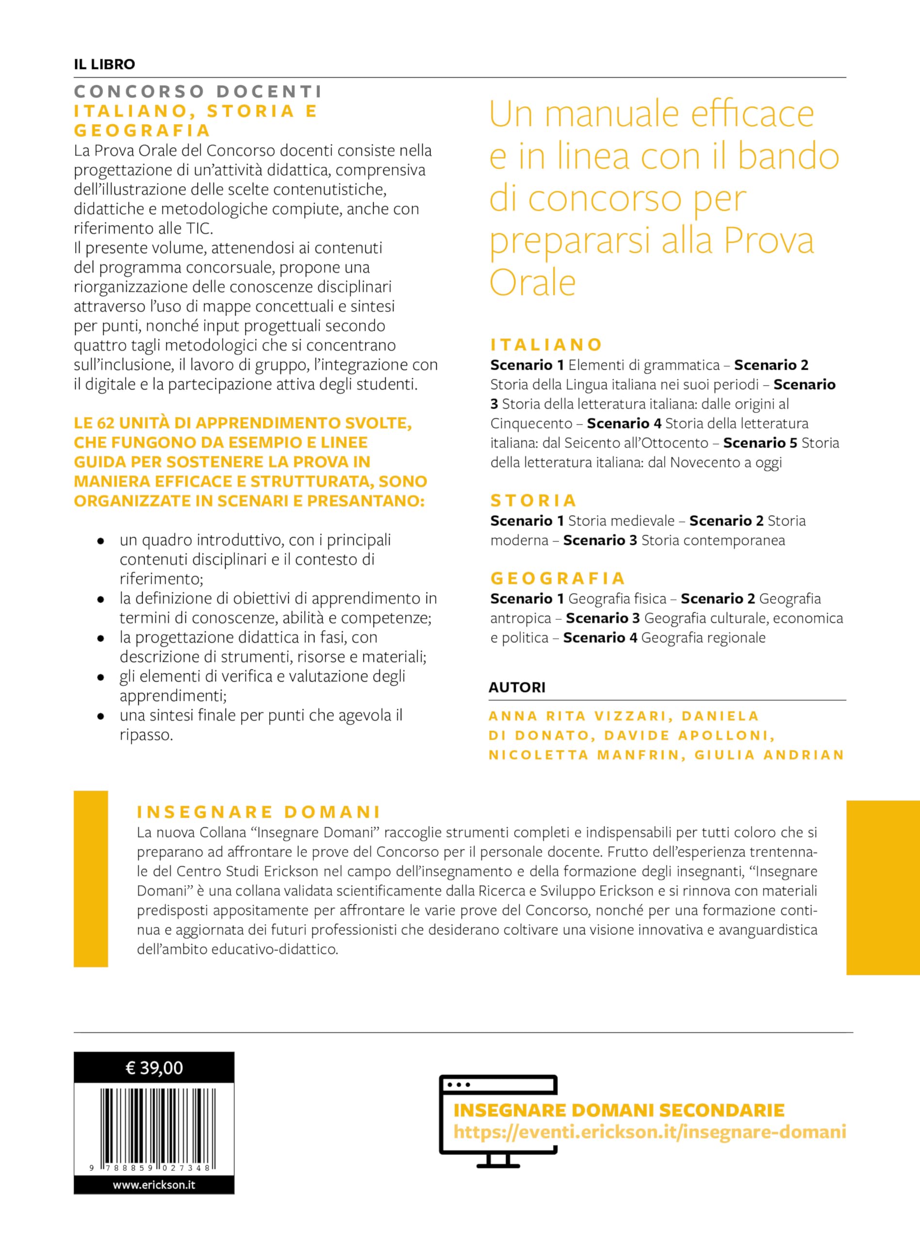 Concorso docenti. Italiano, storia, geografia. Scuola secondaria di I grado, Classe di concorso A-22. Manuale disciplinare per la preparazione alla prova orale. Con software di simulazione