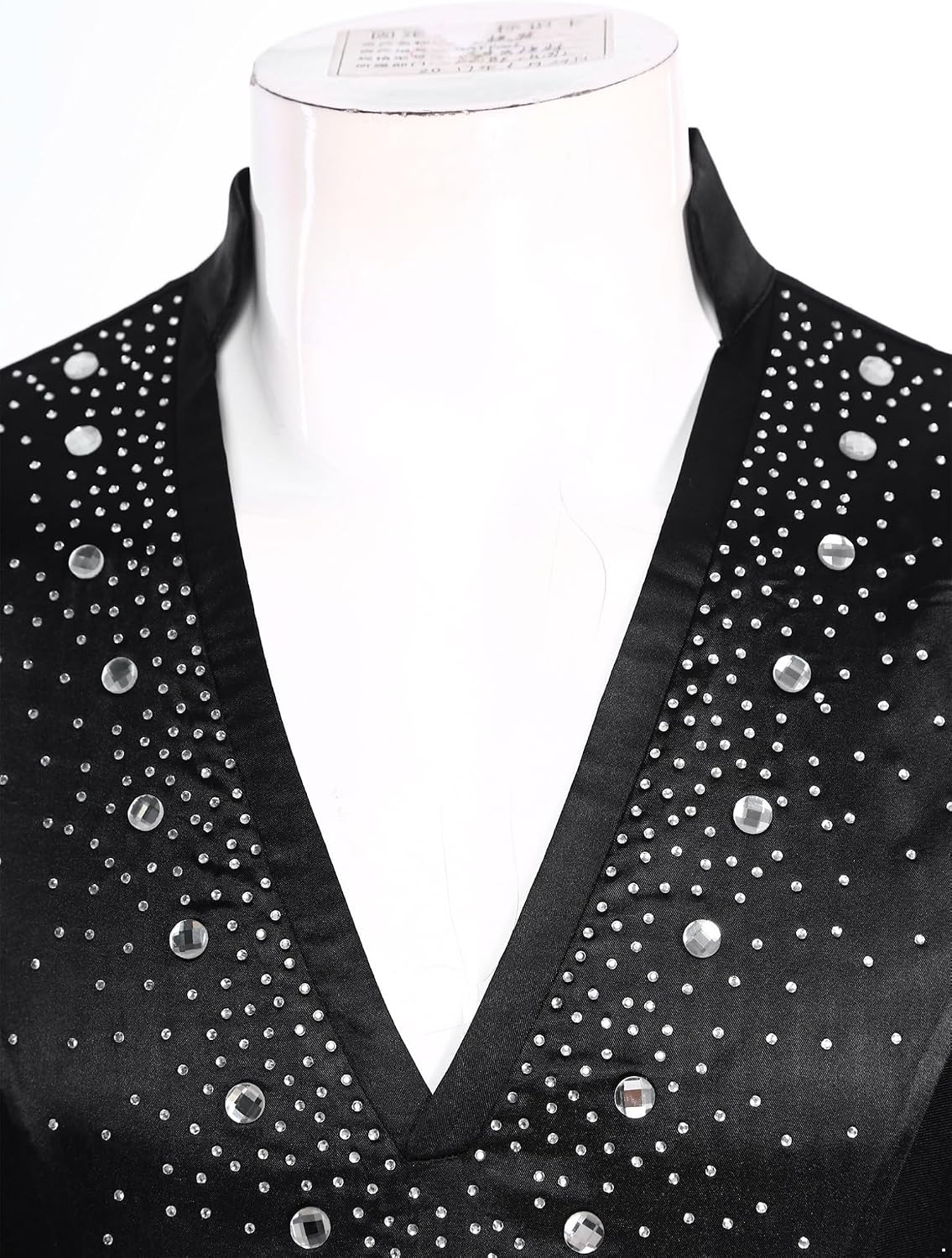 JanJean Men Rhinestones Leotard Bodysuit with Tassel Flared Pants for Latin Dance Figure Skating Stage Performance