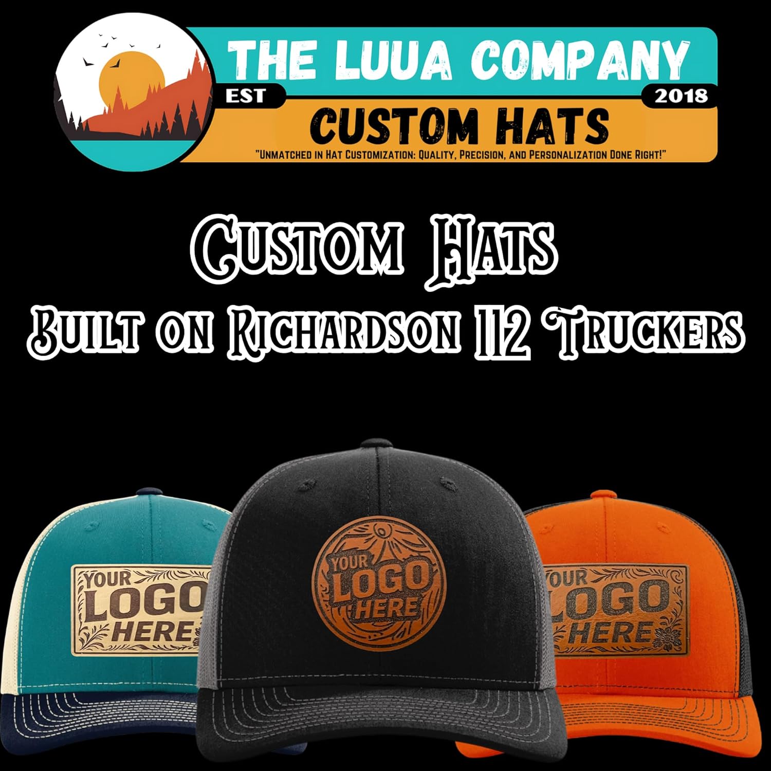 Richardson 112 Full Grain Leather Patch Hat Personalized Hats for Men & Women-Laser Engraved Machine-Stitched - Image 9