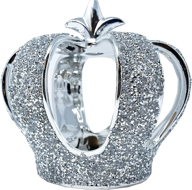CRYSTAL CROWN XXL Silver Sparkle Ornament Bling Crushed Diamond Gift | CRYSTALLIZED Crown | Crushed Diamond Display | Gifts Presents for all occasion Home Decoration