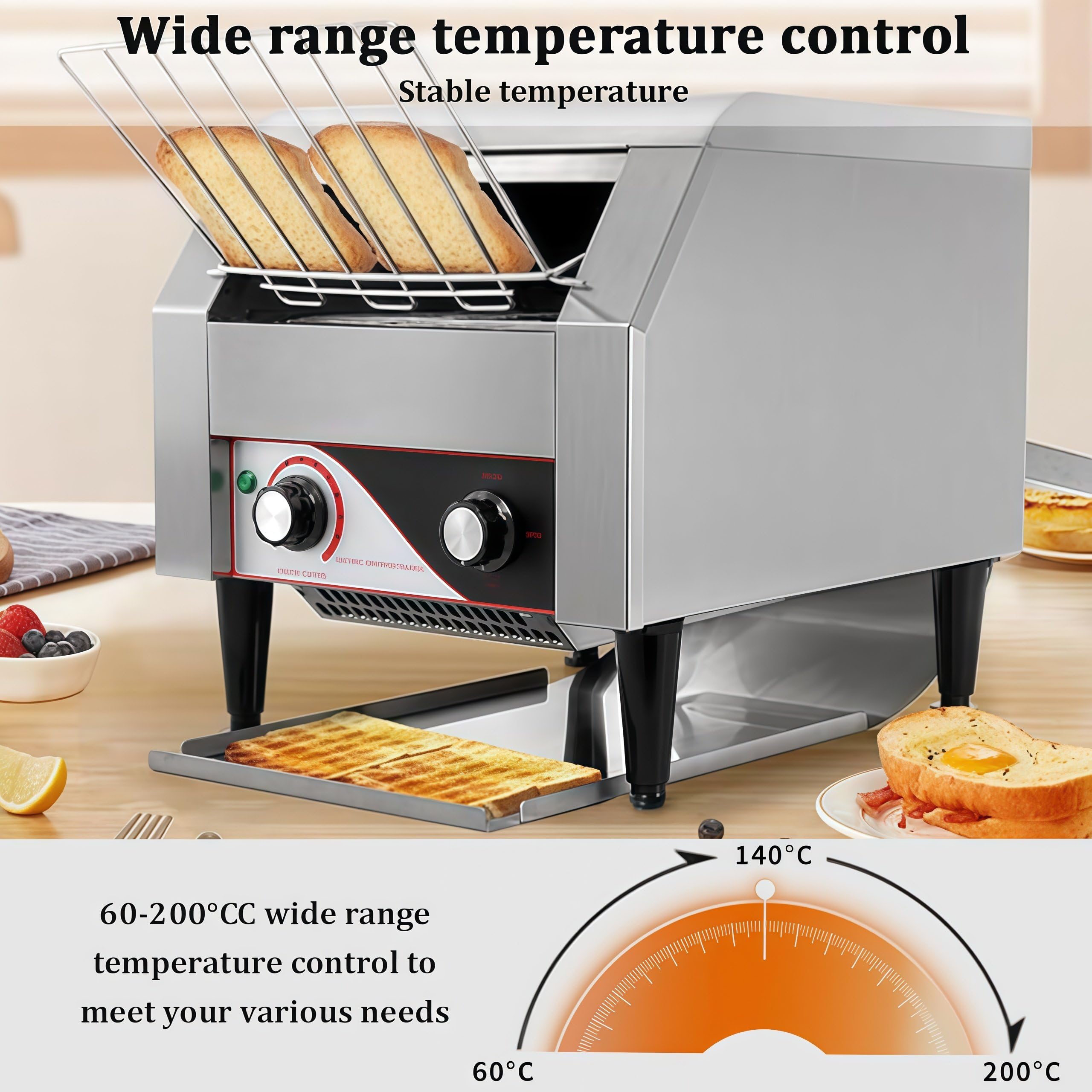 Tostapane Professionale A Nastro,Macchina per Il Pane elettrica 450/300/150 Fette/Ora,Forno Rotante in Acciaio Inox, Tostapane Elettrico da Banco per Bar,Hotel,Ristoranti E Colazione. 150
