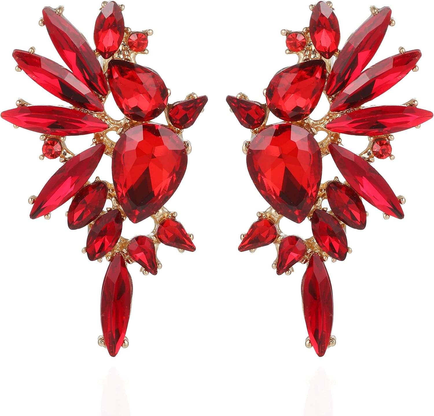 Vintage Rhinestone Statement Earrings for Women Fashion Bling Colorful Crystal Cluster Drop Dangle Earrings
