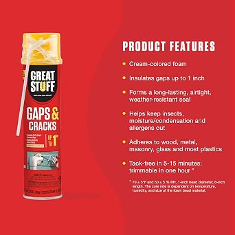 Great Stuff 157911 Insulating Foam Sealant, 20 Ounce, Ivory