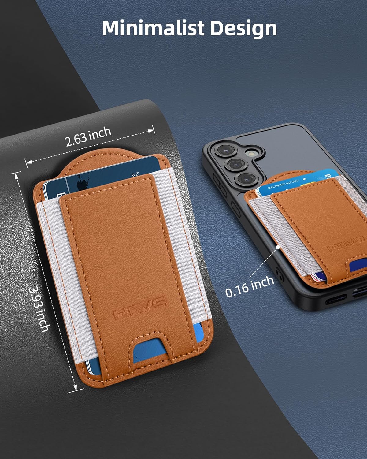 HiWe for MagSafe Wallet for Galaxy S25/S24 Series with Magnetic Case and iPhone 17/16/15/14/13/12 Series, No Case, 6 Cards Holder, RFID Leather Slim, Brown - Image 8