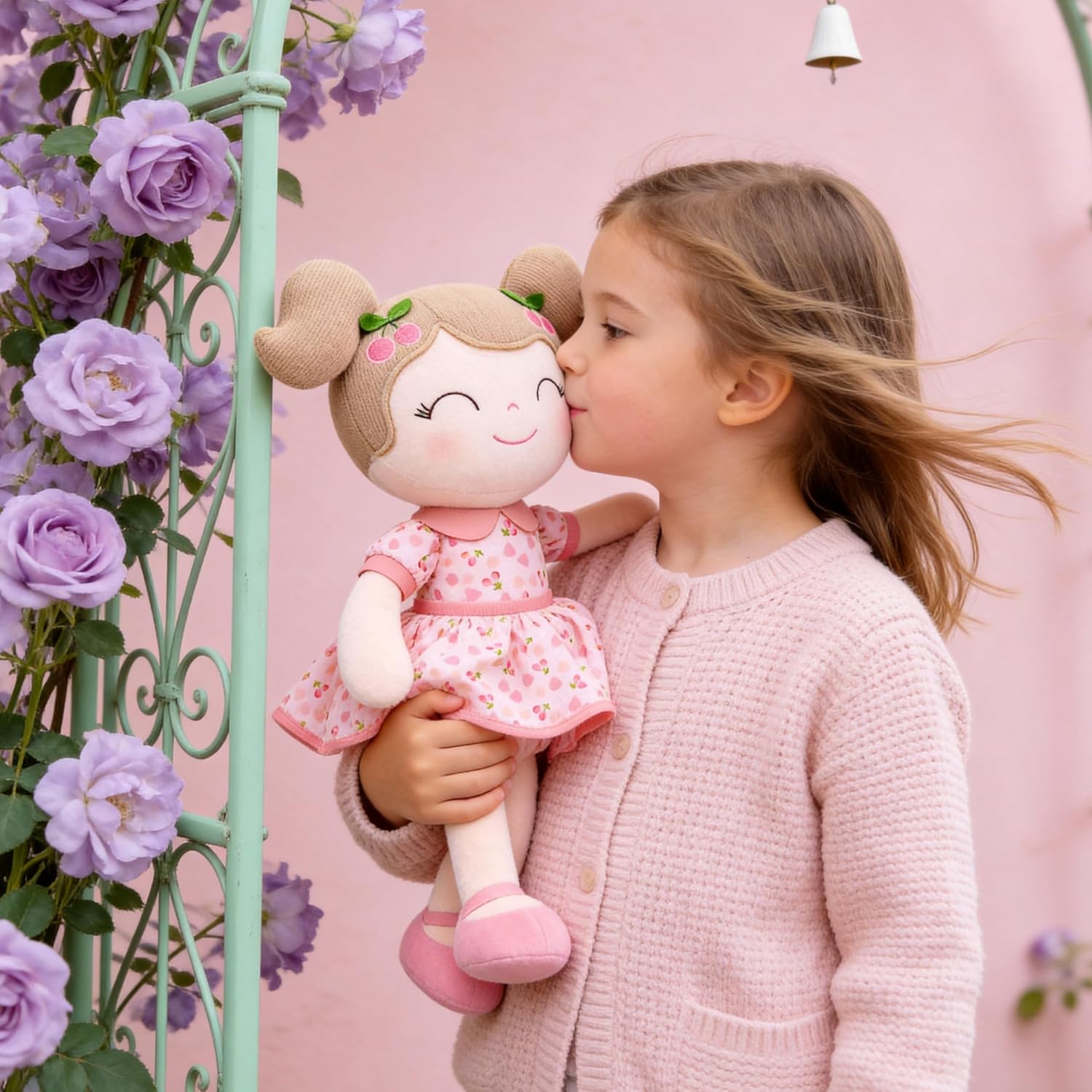 Gloveleya Baby Doll Girl Gifts Plush Toys Soft Dolls Baby Gifts Cherry Girl Pink