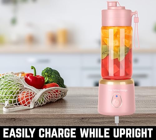 Miniatura 7 de Batidora portátil personal para batidos y licuados, taza de licuadora personal de vidrio de 500ml, 12 cuchillas de acero inoxidable, recargable por