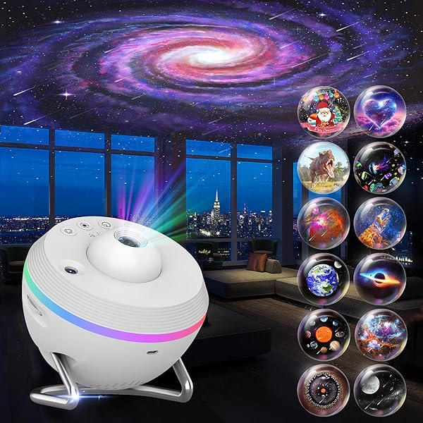 Galaxy Projector, 12 in 1 HD Planetarium Galaxy Star Projector for Bedroom, Star Projector Galaxy Light with Meteor Effects and Timer for Kids, Ceiling, Gifts