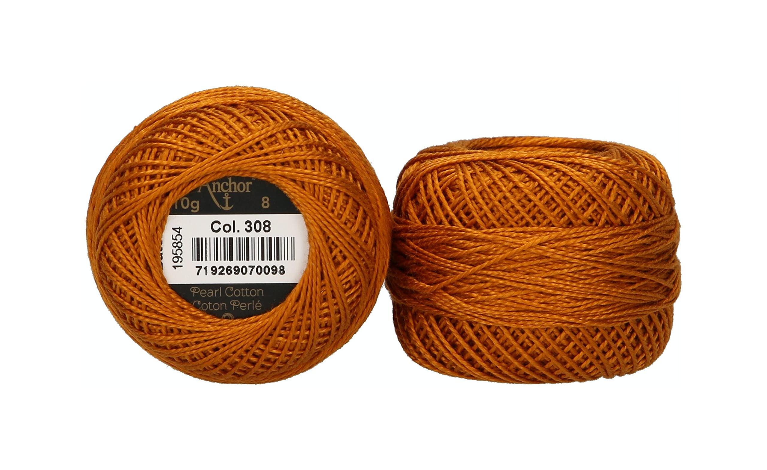 Anchor 4591008-00308 Embroidery Thread, 100% Cotton, Gold, Thickness 8, 82 m