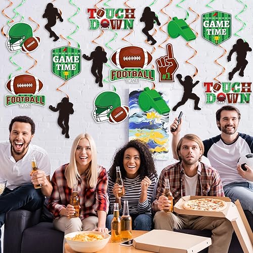 Miniatura 4 de 48 piezas de remolinos colgantes de fútbol, decoración de fiesta de cumpleaños, serpentinas de pared para colgar en el techo, espirales para fiestas