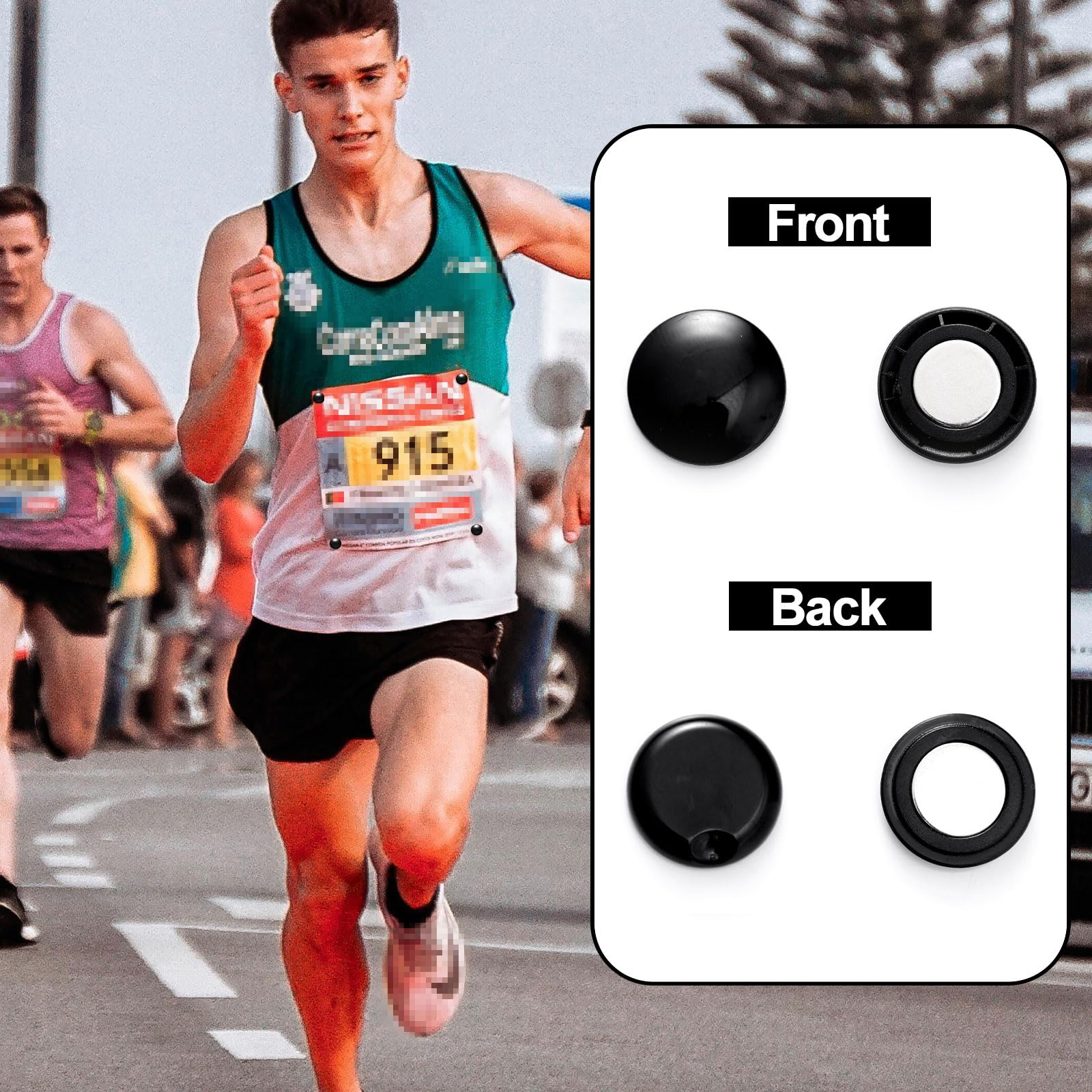 Tinoaly 5 Pares de Soportes Magnéticos para Dorsales de Carrera, Imanes de Primera Calidad para Dorsales de Carrera de Maratón Clips para Dorsales de Carrera para Corredores — view 3