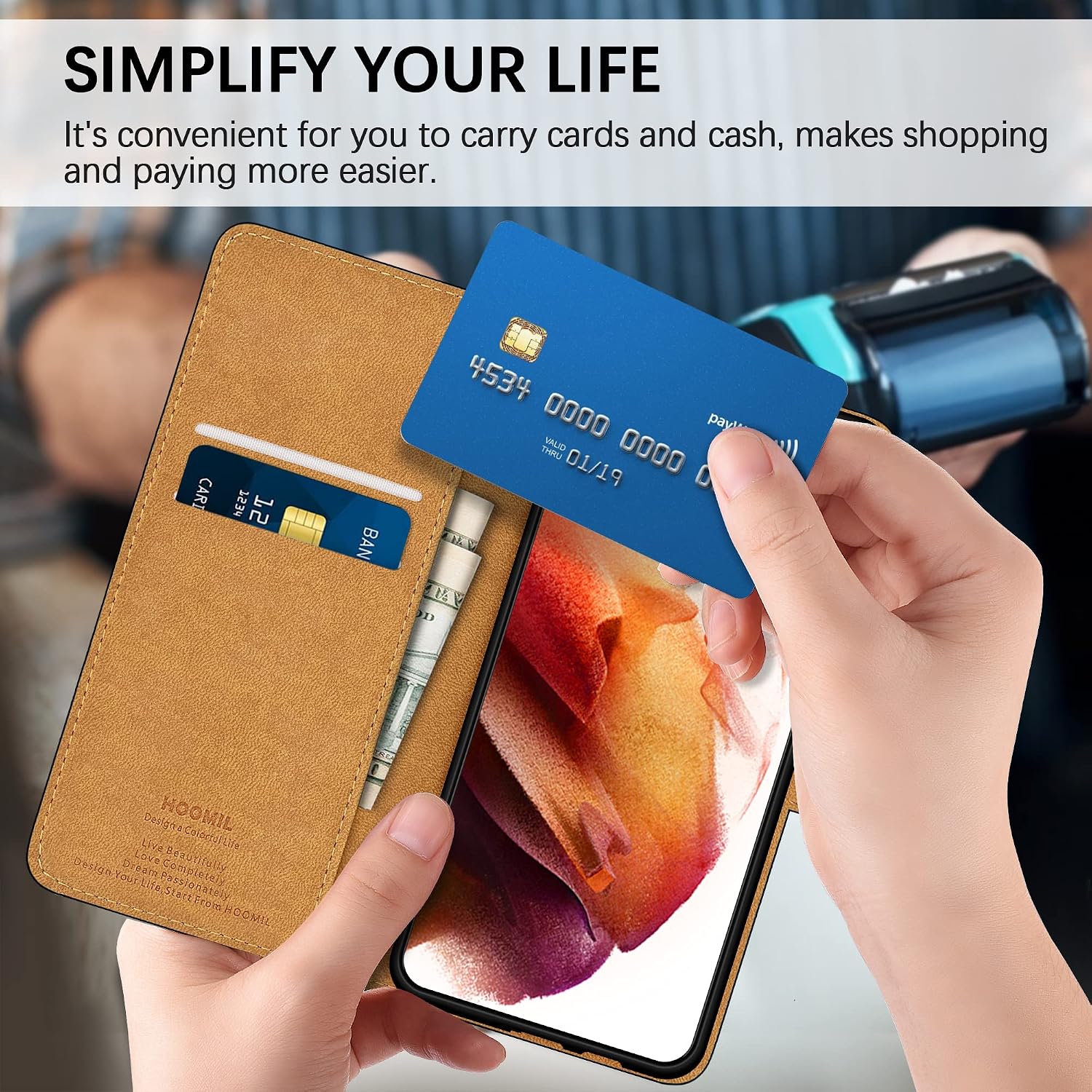HOOMIL MagFlip Series Designed for Samsung Galaxy S22 Case, Premium Leather Flip Wallet Phone Case with Card Holder - Black