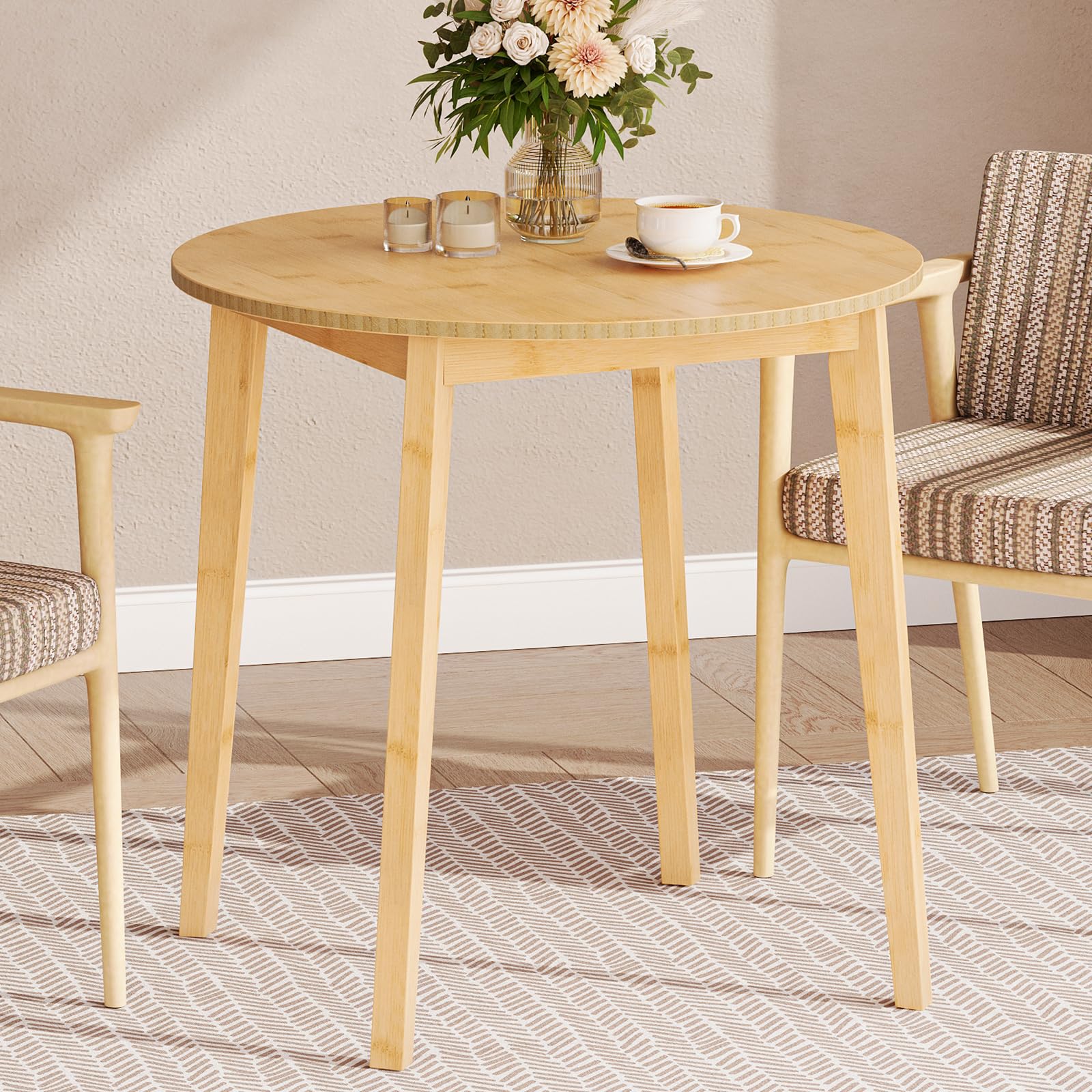 Detailed dimensions of the HOOBRO Bamboo Dining Table