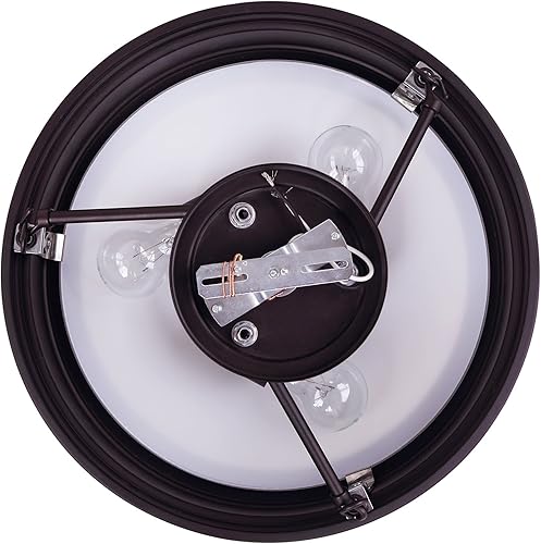 Miniatura 8 de Canarm LTD ISF624A03ORB Boku ORB 3 bombillas semi-empotradas de bronce aceitado con vidrio ópalo plano, 3 luces