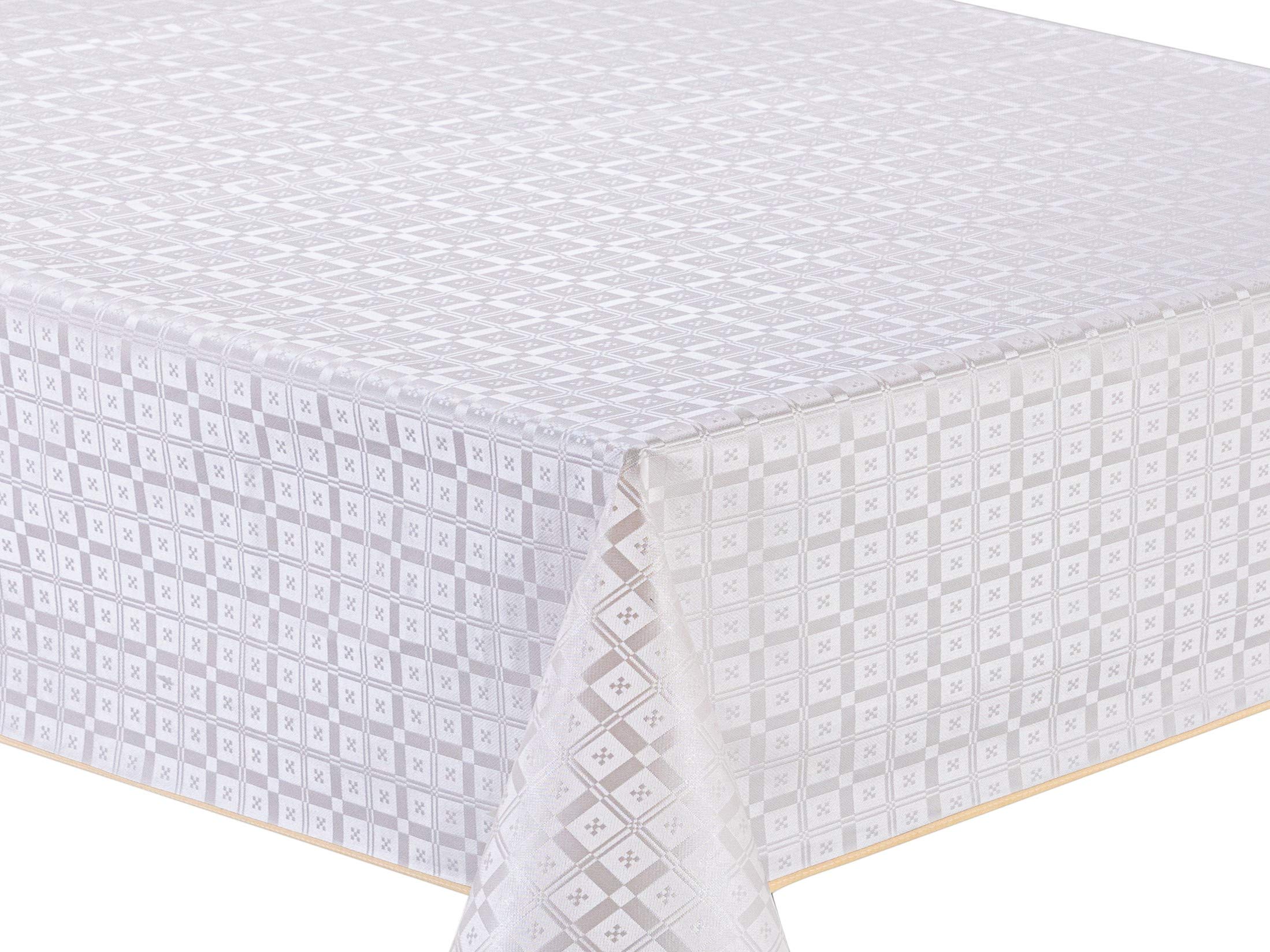 Home Direct Beige Grey Embossed Rectangular Oilcloth Pvc Wipe Clean Tablecloth Table Cover 140Cm X 200Cm 55X78